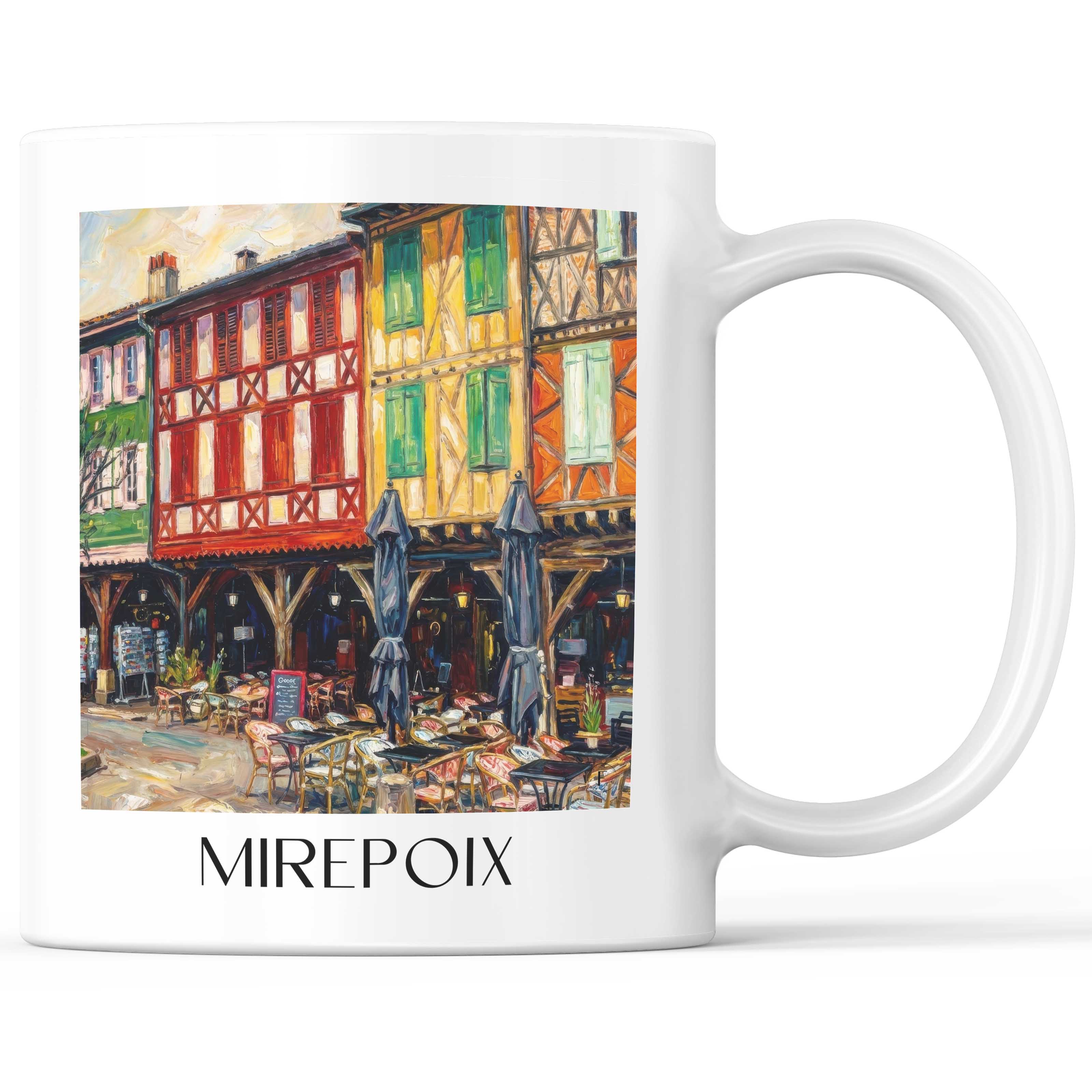 Mirepoix Kaffeebecher - Pays Cathare - Frankreich Becher - Kaffeetasse im Ölgemälde Stil - favplace