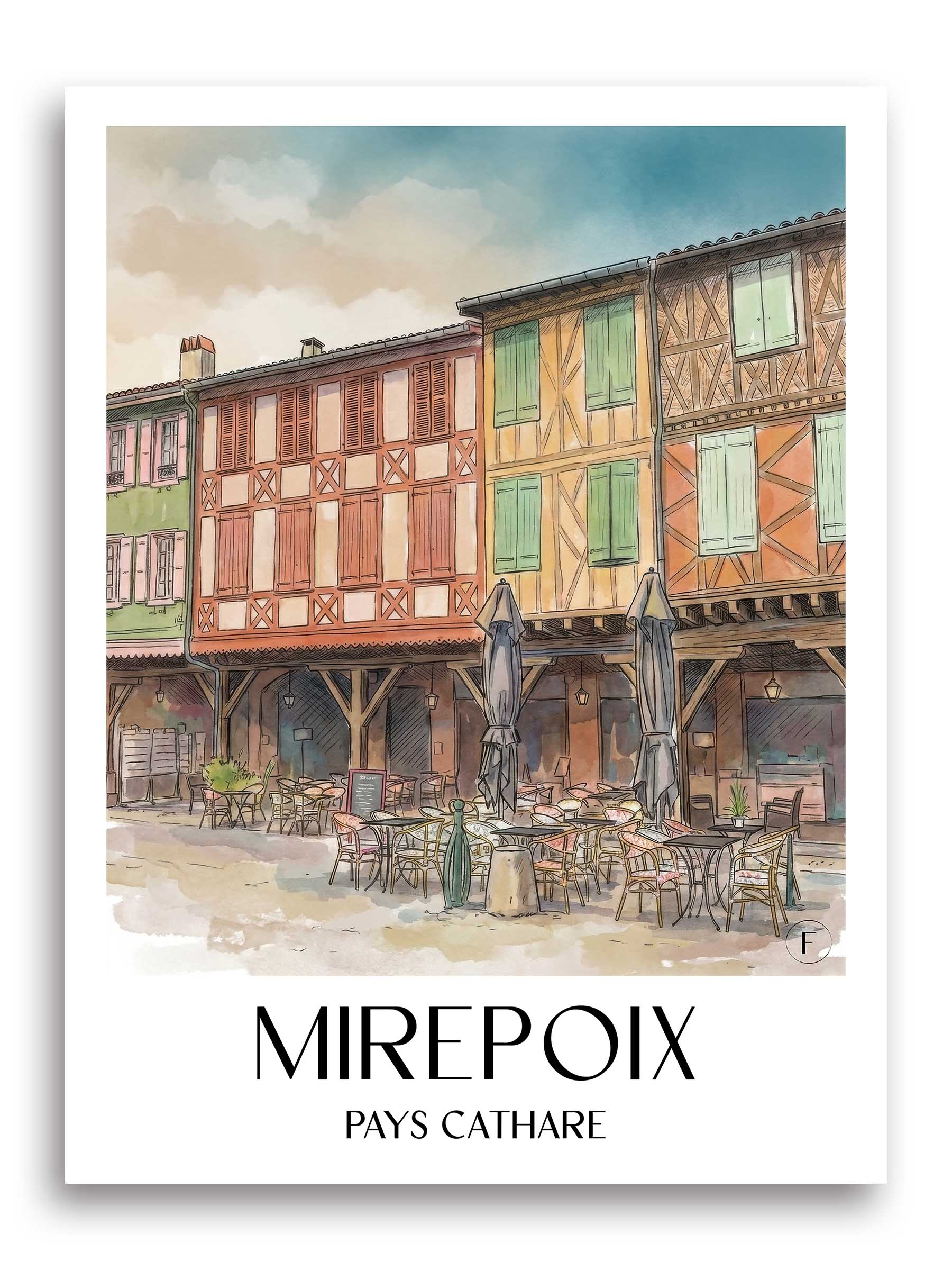 mirepoix--pays-cathare-frankreich-poster-aquarell
