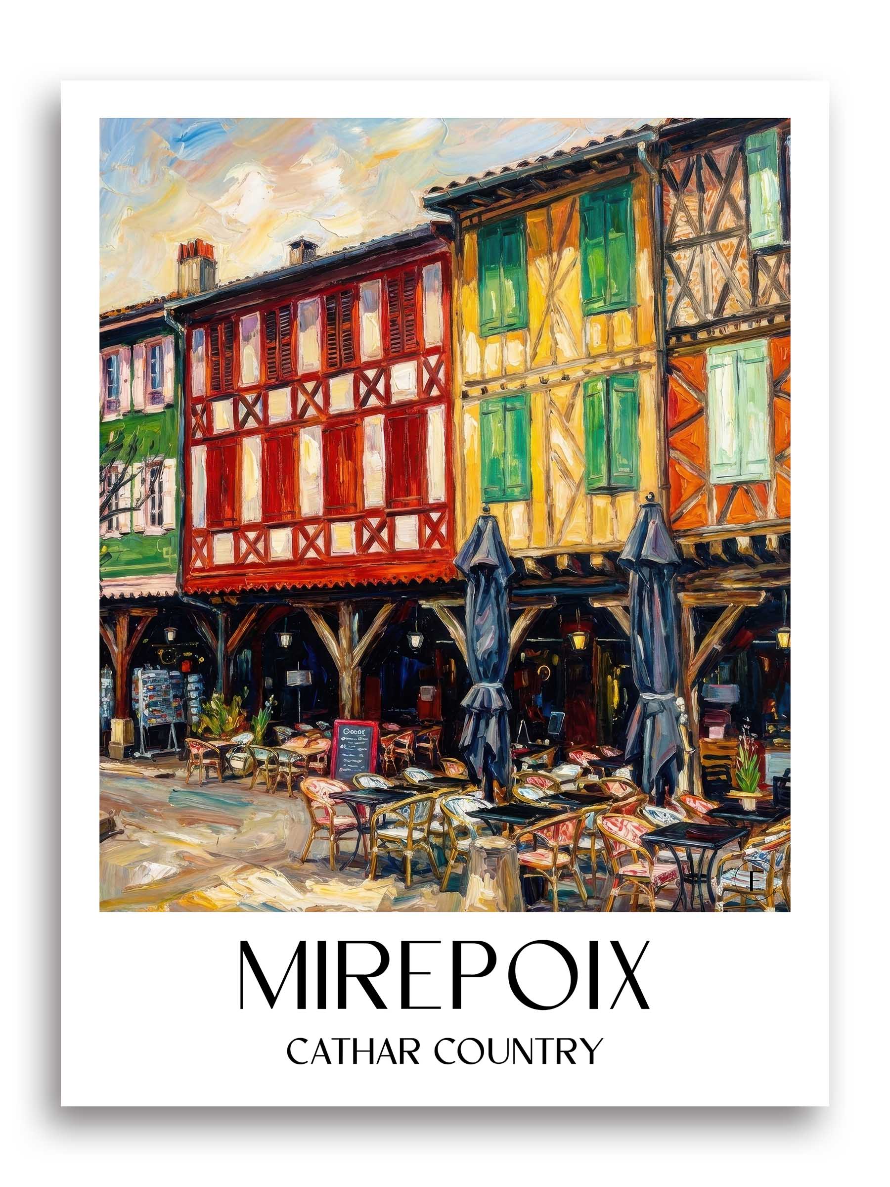 Mirepoix Poster - Pays Cathare - Frankreich Kunstdruck - Ölgemälde von A4 bis A1 - favplace
