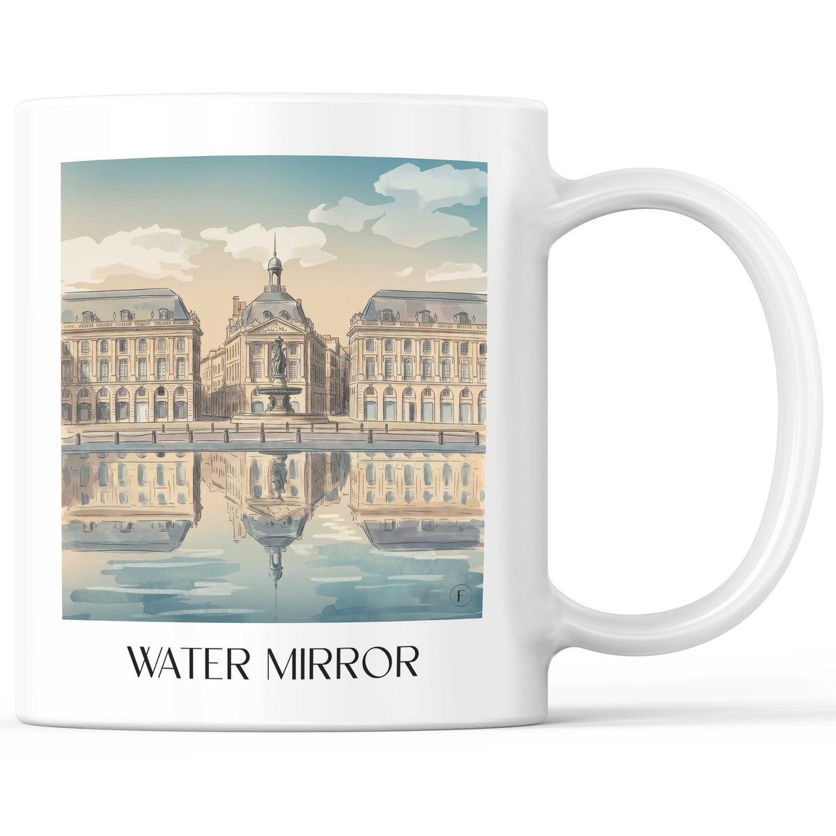 Miroir d'Eau Kaffeebecher - Bordeaux - Frankreich Becher - Kaffeetasse im Aquarell Stil - favplace