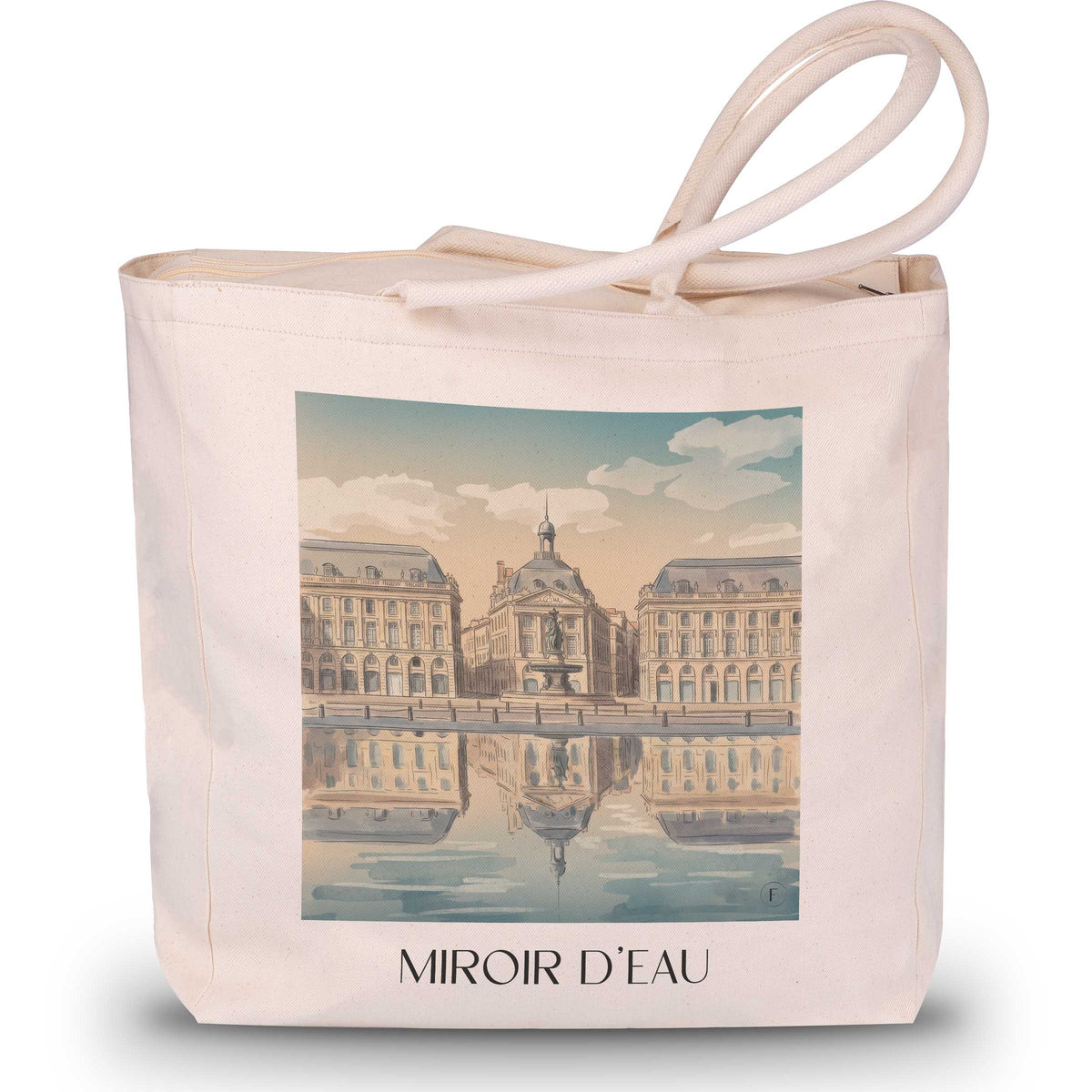 miroir-d'eau-bordeaux-frankreich-einkaufstasche-aquarell