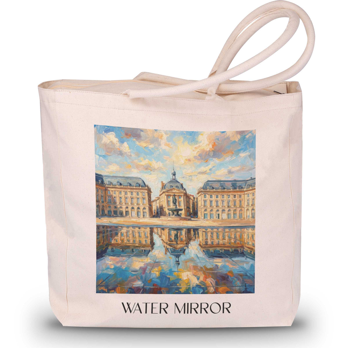 Miroir d'Eau Shopping Tasche - Bordeaux - Frankreich Tote Bag - Einkaufstasche im Ölgemälde Stil - favplace