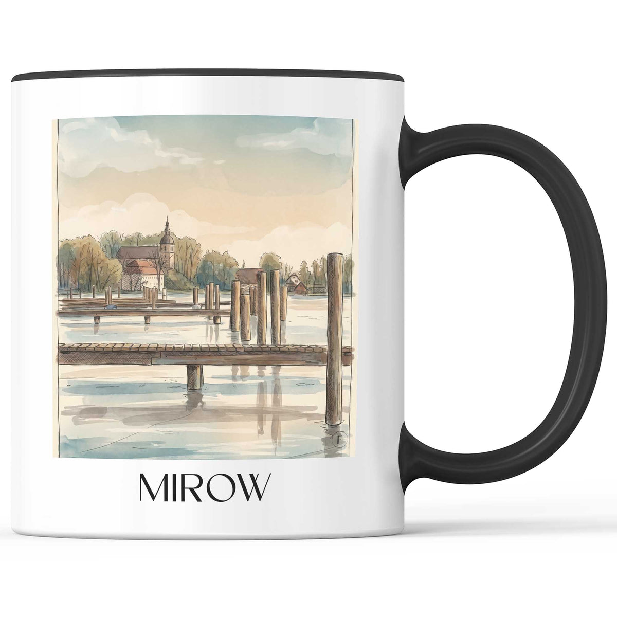 mirow-mecklenburgische-seenplatte-deutschland-kaffeebecher-aquarell