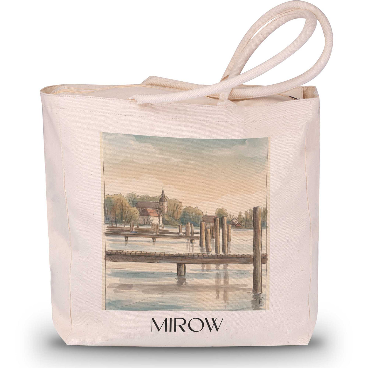 mirow-mecklenburgische-seenplatte-deutschland-einkaufstasche-aquarell