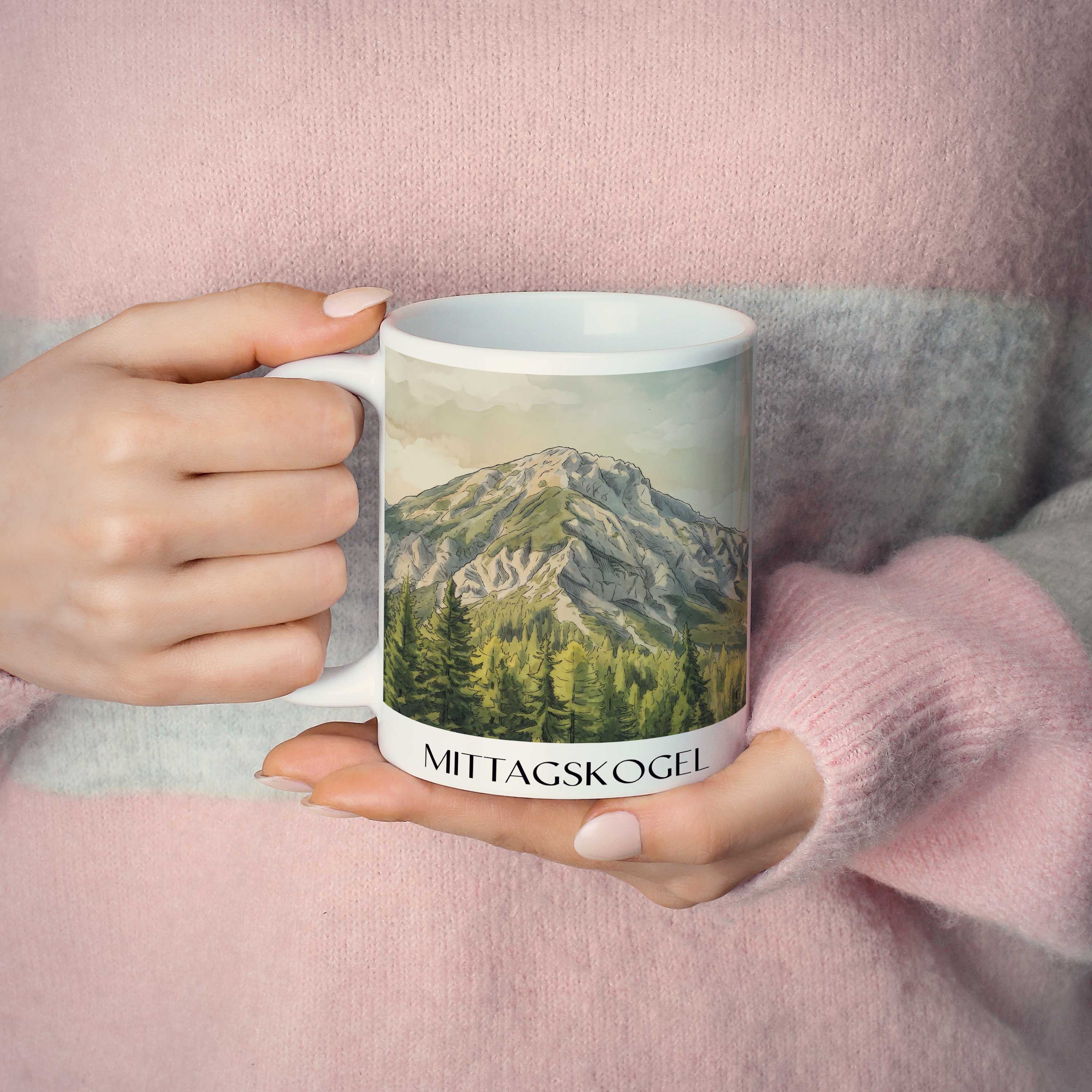 mittagskogel-kärnten-österreich-kaffeebecher-aquarell