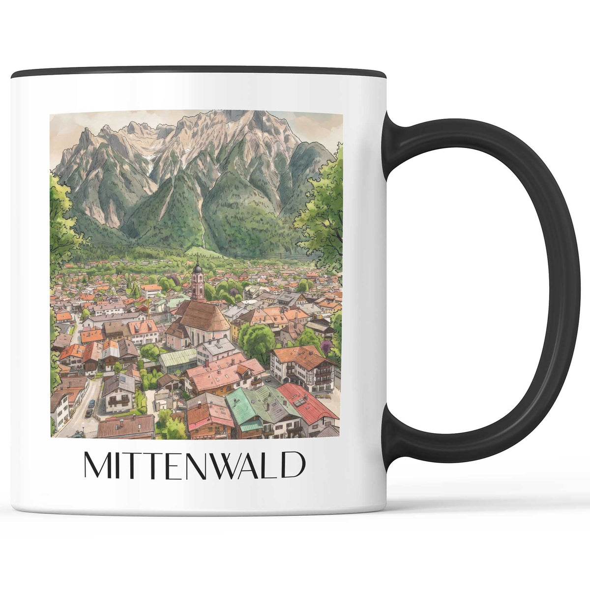 mittenwald-werdenfelser-land-deutschland-kaffeebecher-aquarell