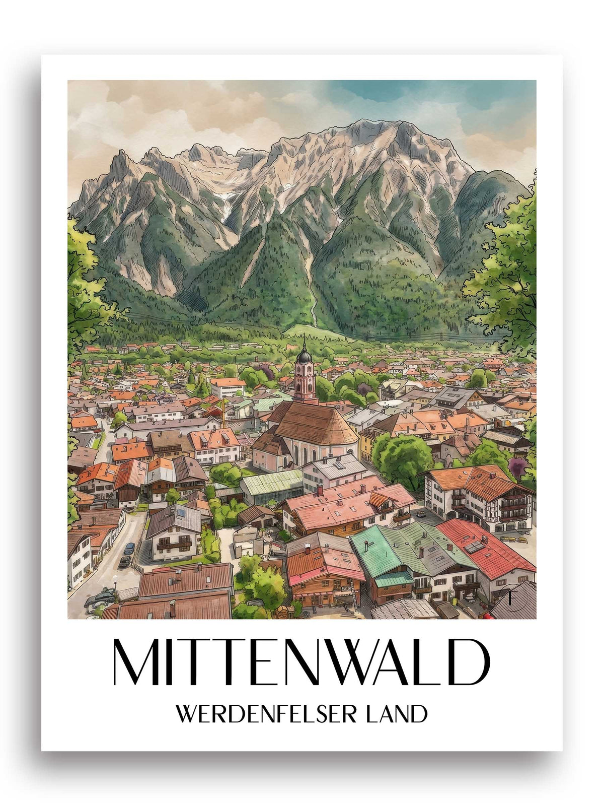mittenwald-werdenfelser-land-deutschland-poster-aquarell