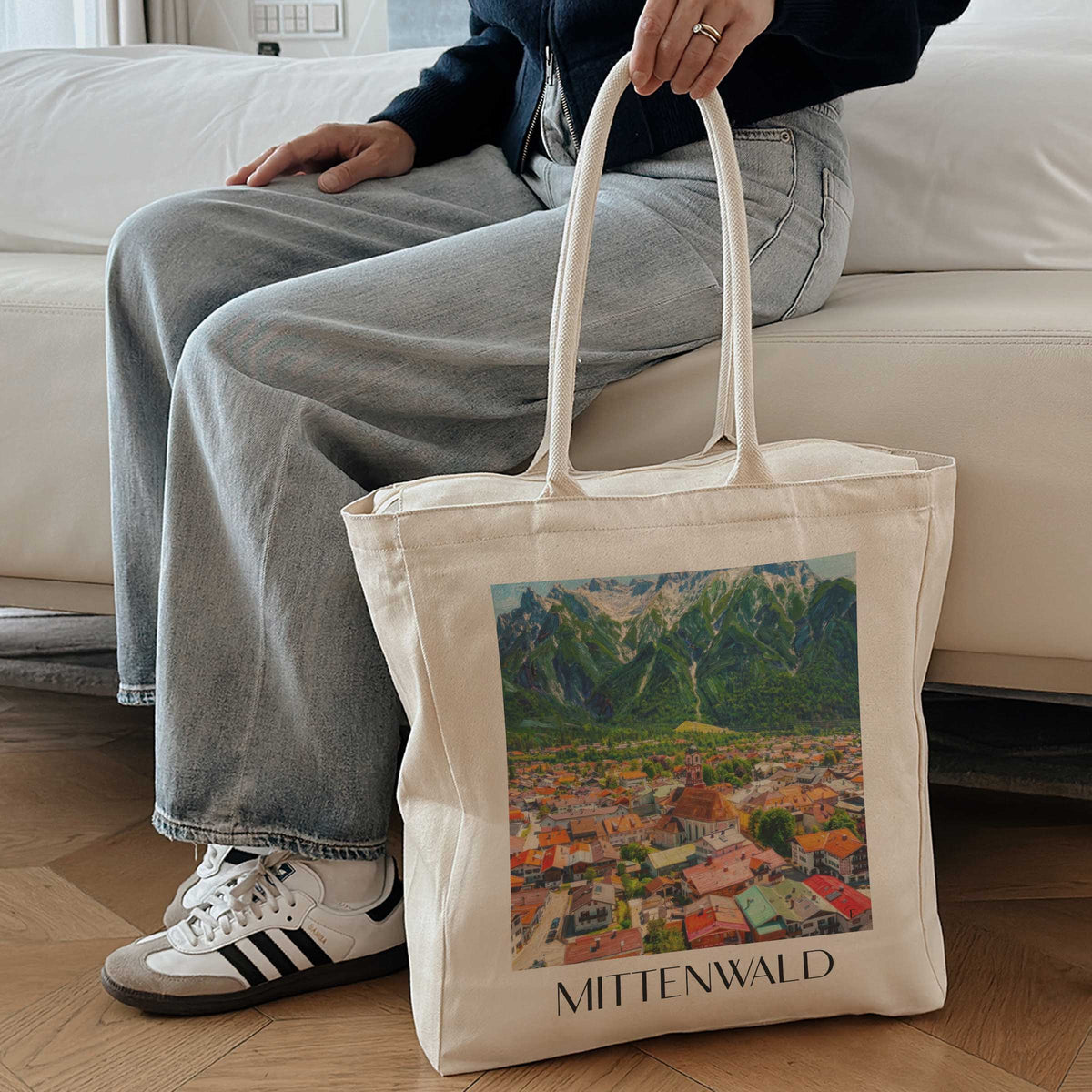 mittenwald-werdenfelser-land-deutschland-einkaufstasche-oil-painting-oelgemaelde