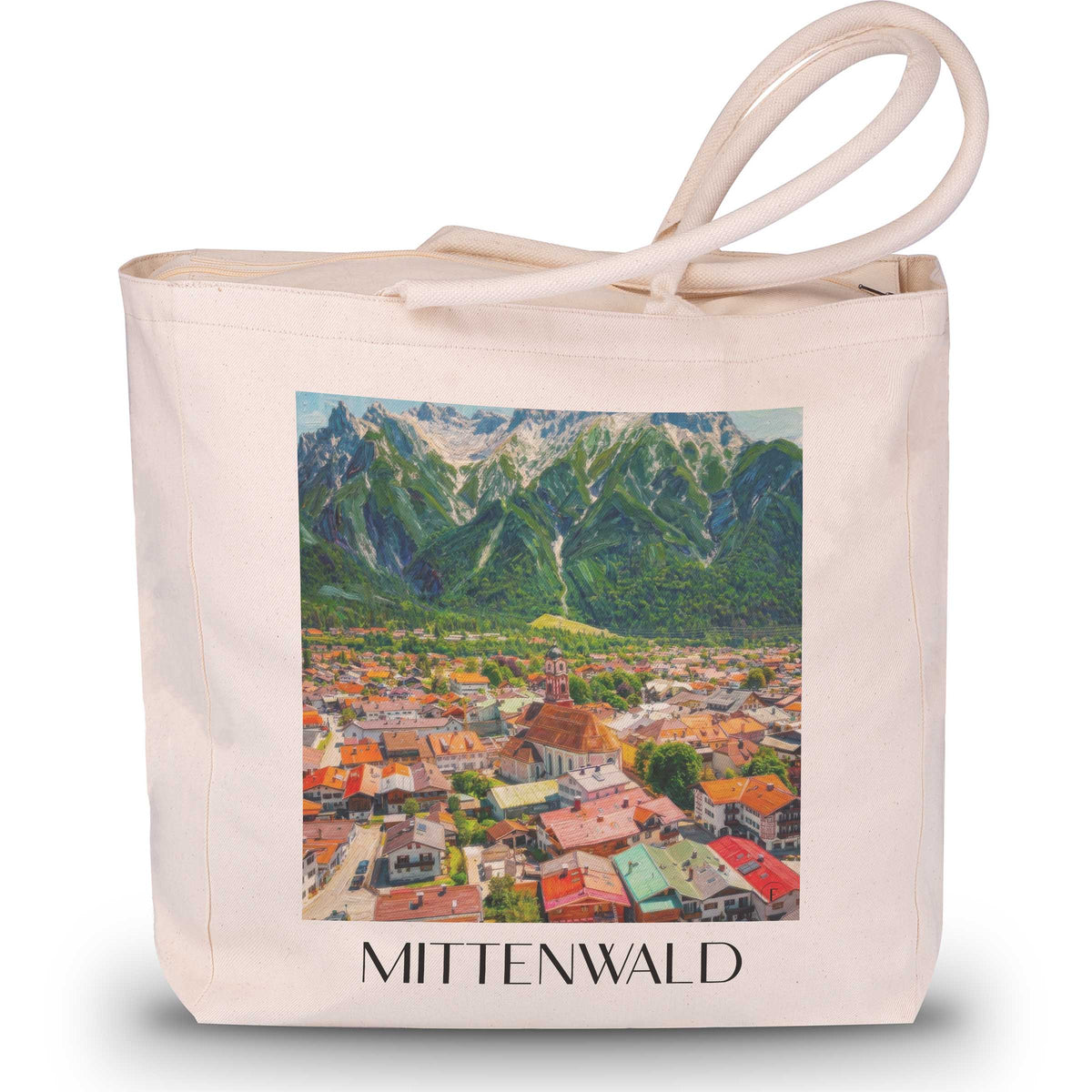 Mittenwald Shopping Tasche - Werdenfelser Land - Deutschland Tote Bag - Einkaufstasche im Ölgemälde Stil - favplace