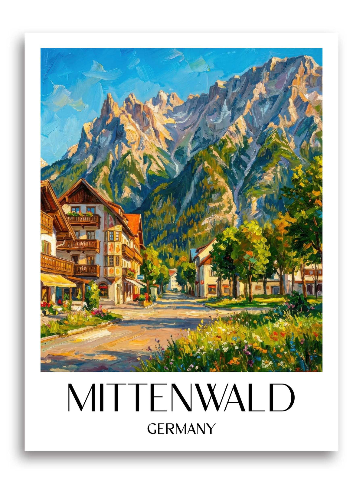 Mittenwald (im Winter) Poster - Werdenfelser Land - Deutschland Kunstdruck - Ölgemälde von A4 bis A1 - favplace