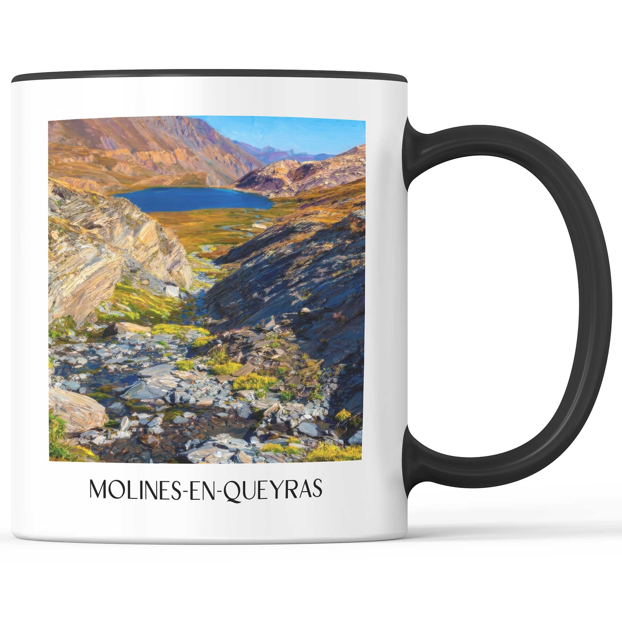 Molines-en-Queyras Kaffeebecher - Hautes-Alpes - Frankreich Becher - Kaffeetasse im Ölgemälde Stil - favplace