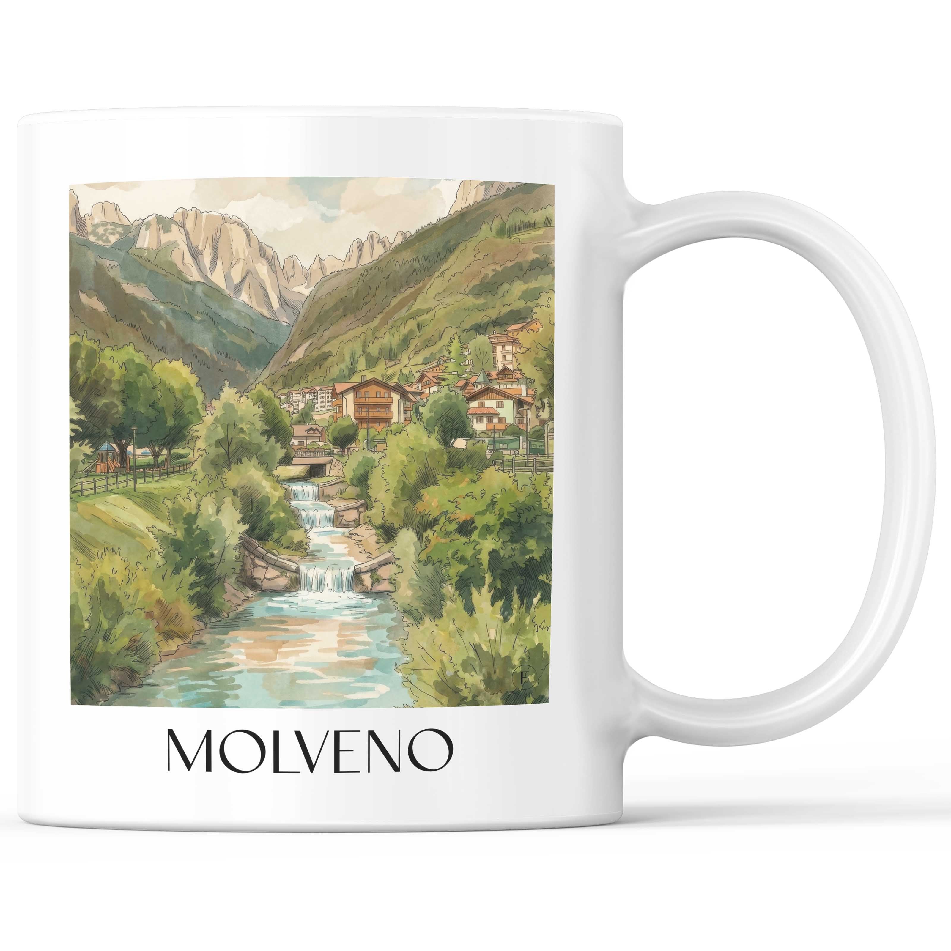 Molveno Kaffeebecher - Trentino-Südtirol - Italien Becher - Kaffeetasse im Aquarell Stil - favplace