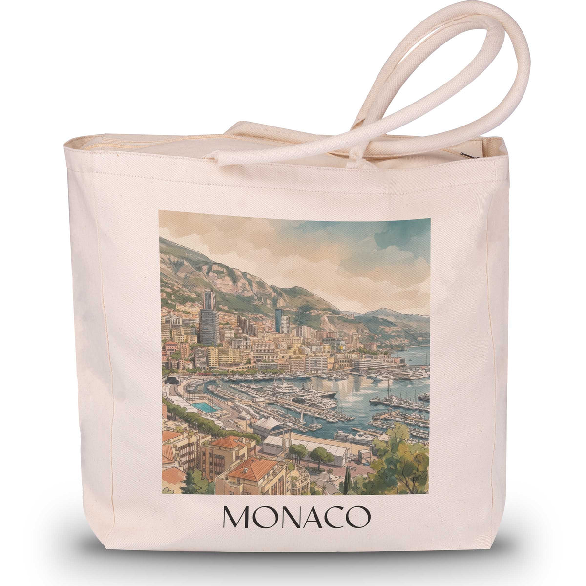 Monaco Shopping Tasche - Côte d´Azur - Monaco Tote Bag - Einkaufstasche im Aquarell Stil - favplace