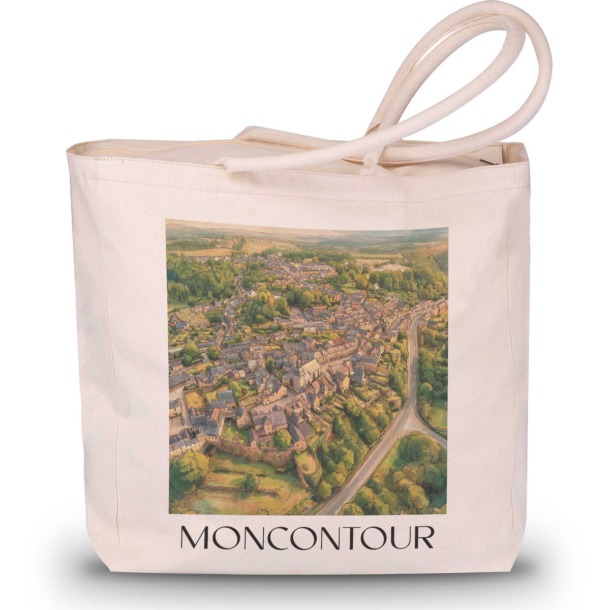 Moncontour Shopping Tasche - Côtes-d'Armor - Frankreich Tote Bag - Einkaufstasche im Aquarell Stil - favplace