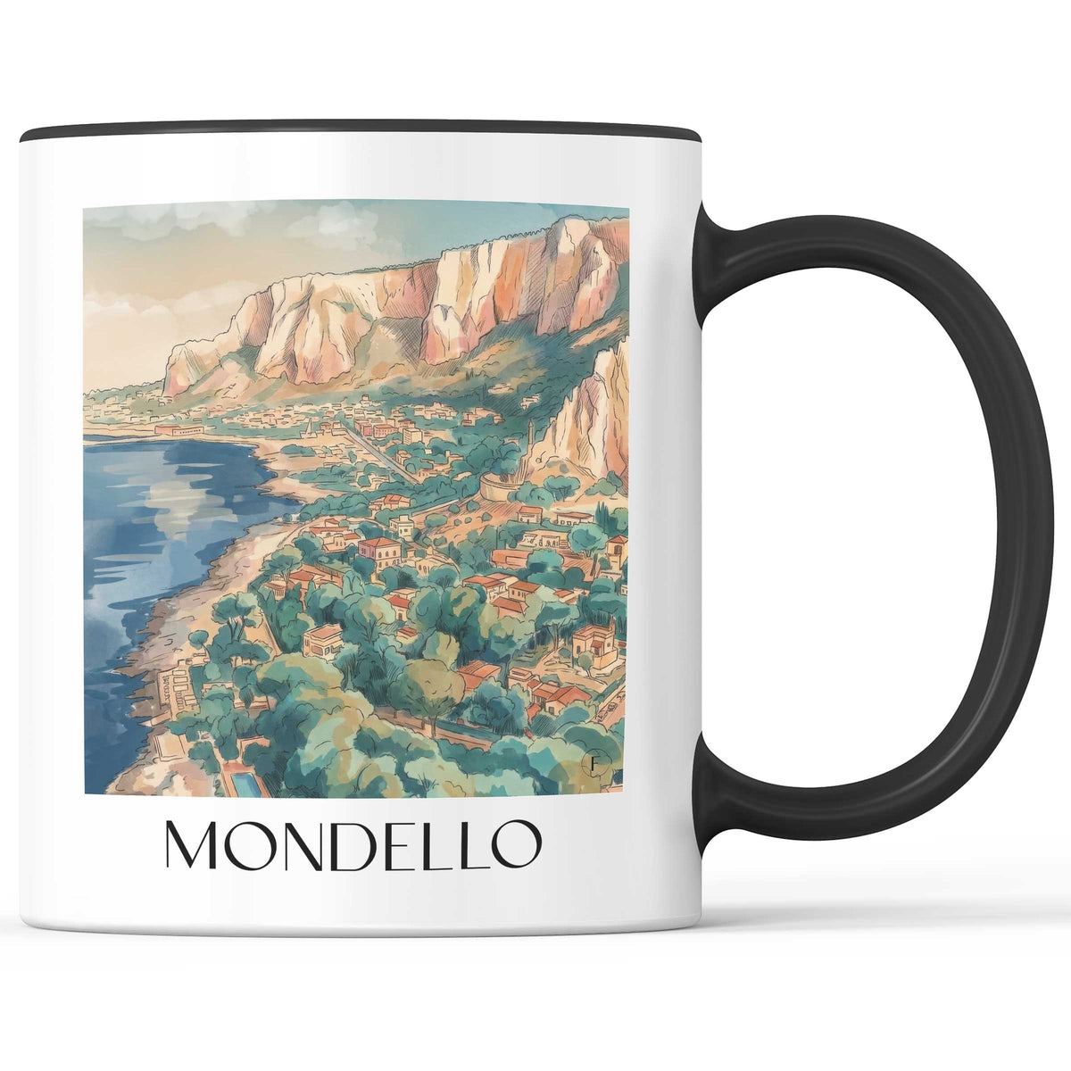 Mondello Kaffeebecher - Palermo - Italien Becher - Kaffeetasse im Aquarell Stil - favplace