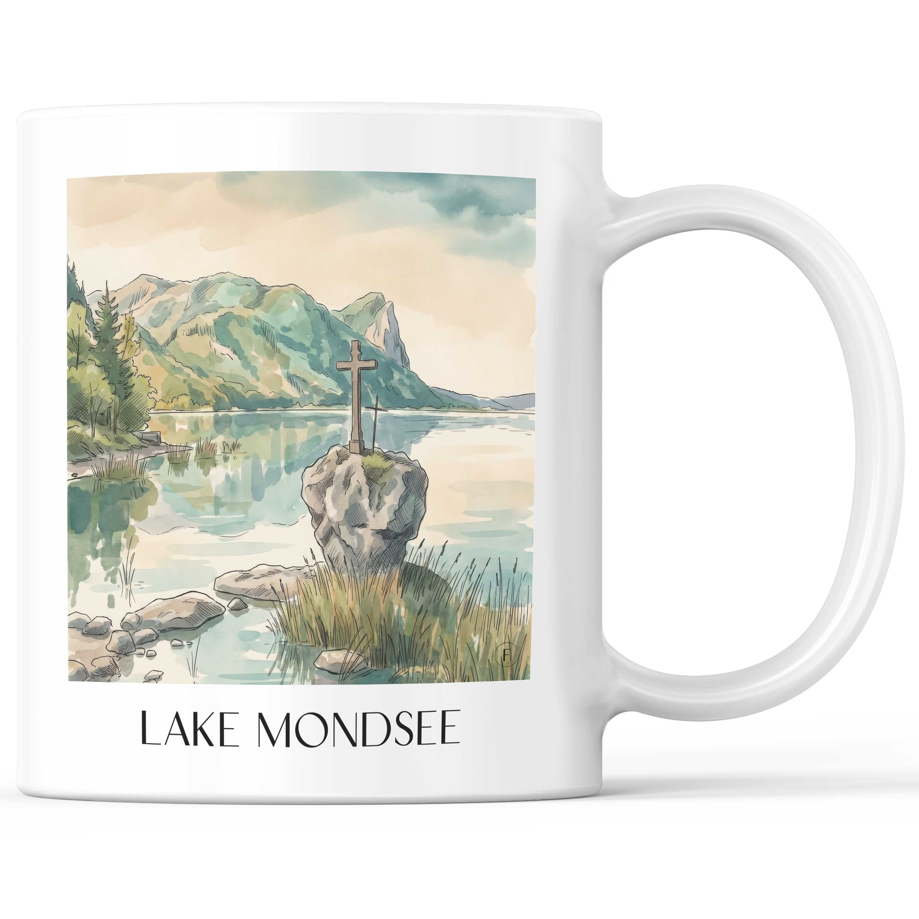 Mondsee Kaffeebecher - Österreich - Österreich Becher - Kaffeetasse im Aquarell Stil - favplace