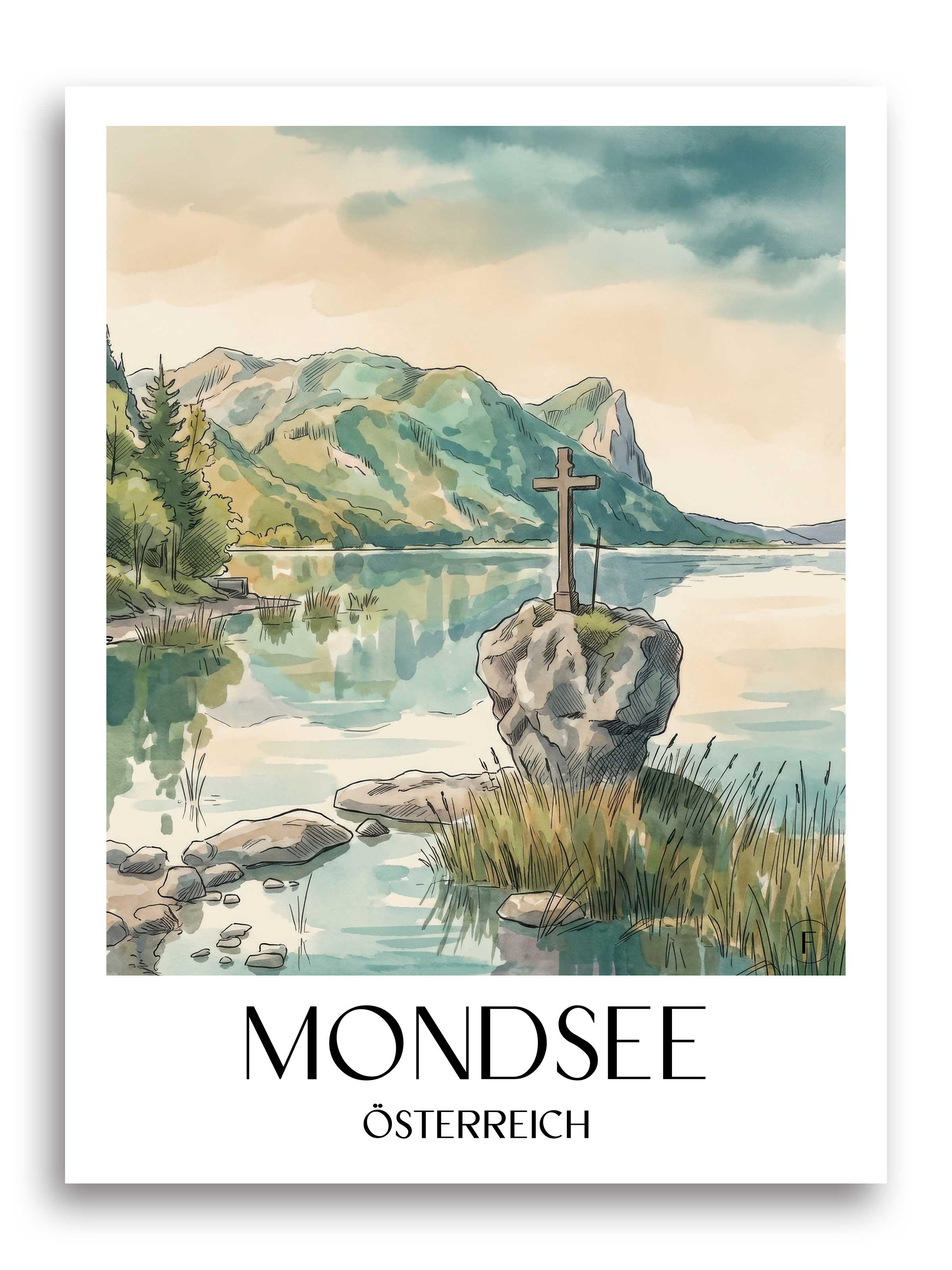 mondsee-österreich-österreich-poster-aquarell