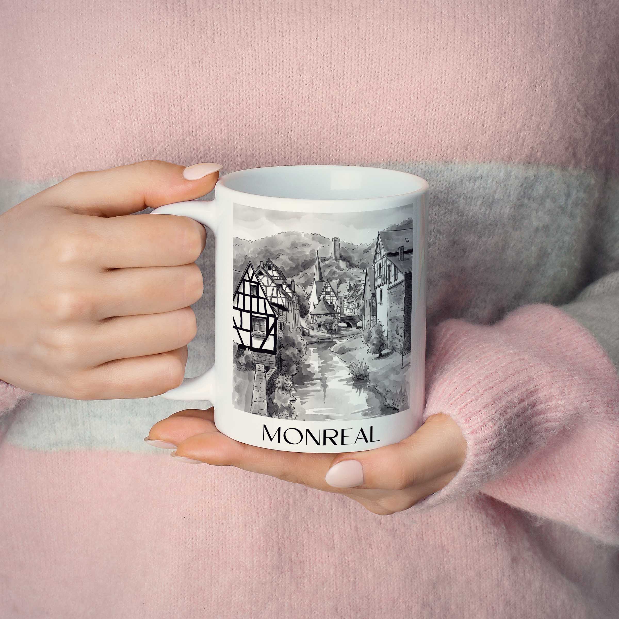 monreal-eifel-deutschland-kaffeebecher-aquarell-schwarz-weiss