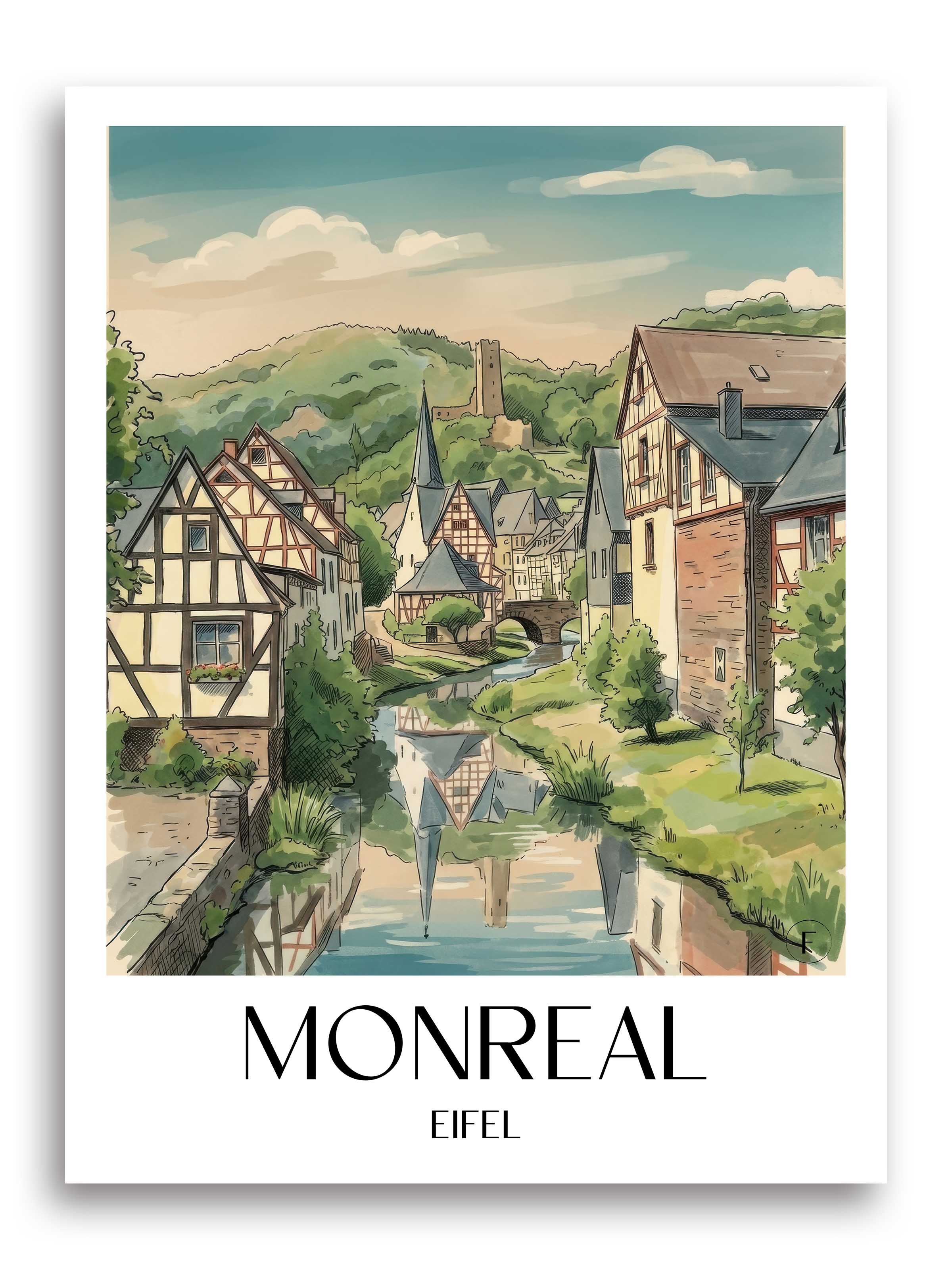 monreal-eifel-deutschland-poster-aquarell