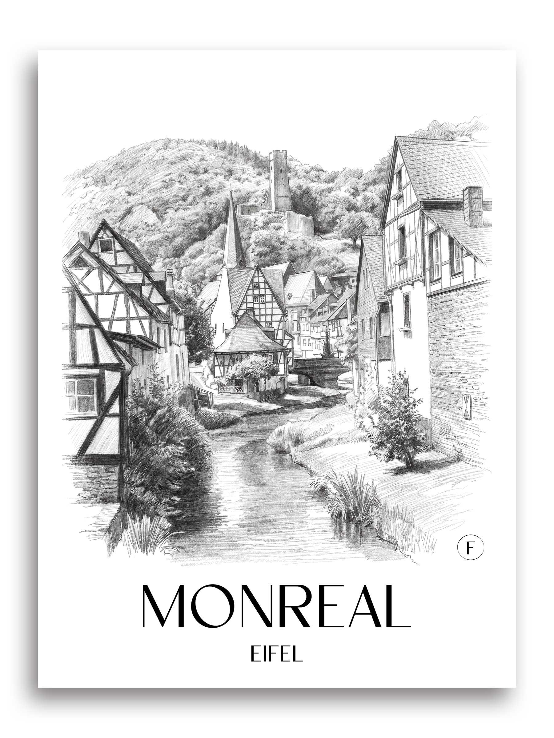 monreal-eifel-deutschland-poster-bleistift-zeichnung-drawing