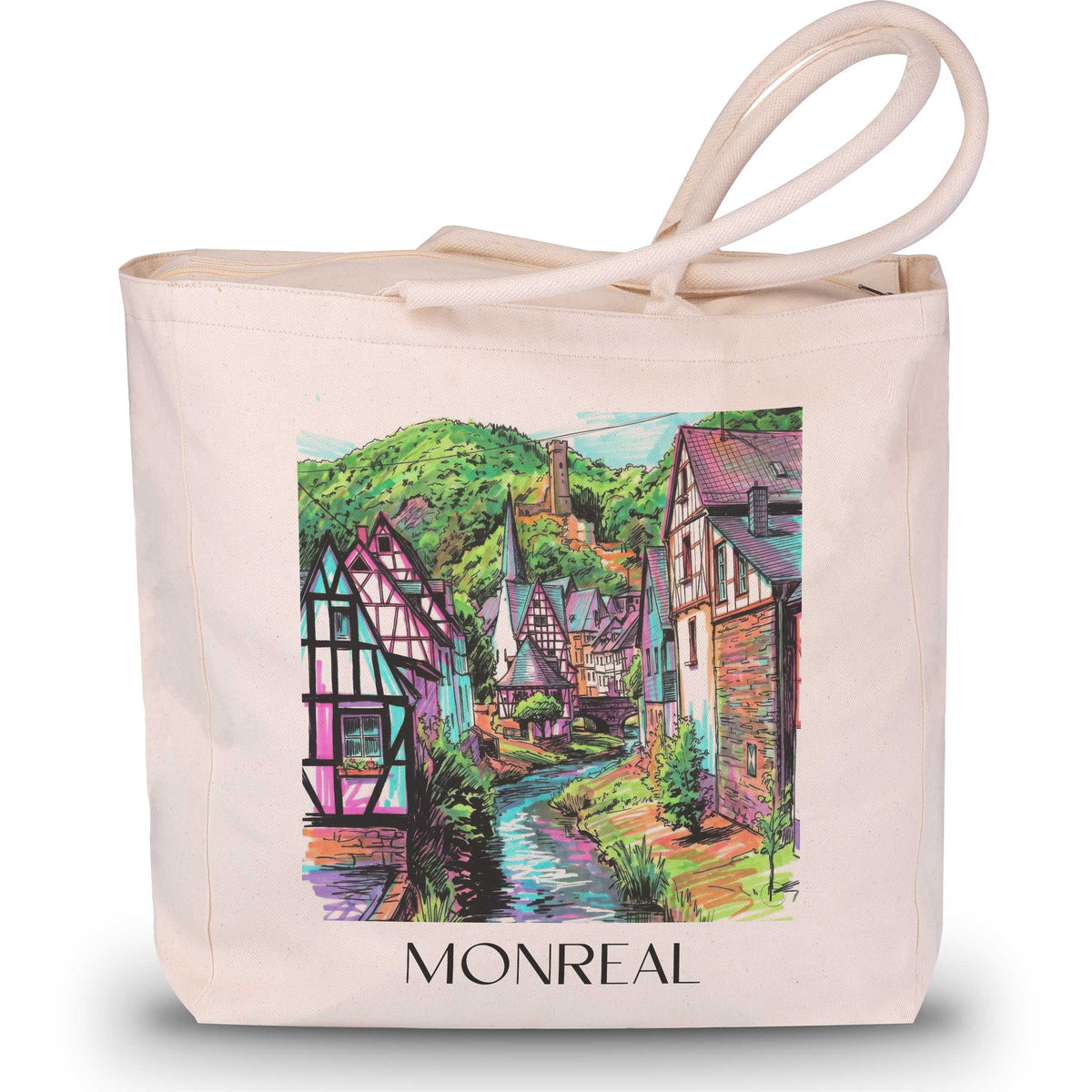 Monreal Shopping Tasche - Eifel - Deutschland Tote Bag - Einkaufstasche im Tag Graffiti Stil - favplace