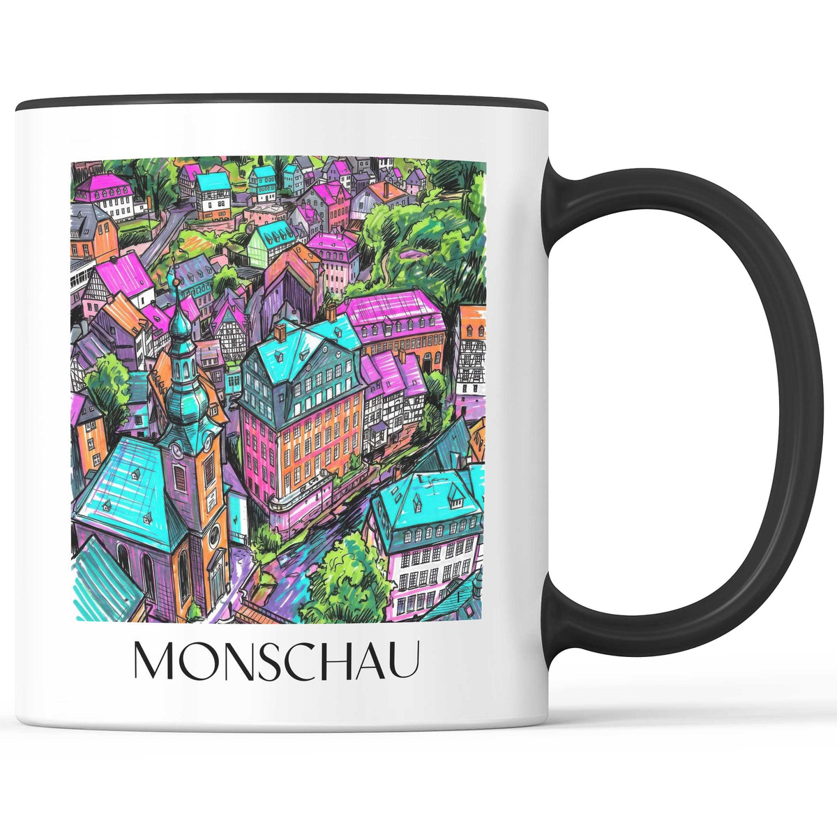 Monschau Kaffeebecher - Rureifel - Deutschland Becher - Kaffeetasse im Tag Graffiti Stil - favplace