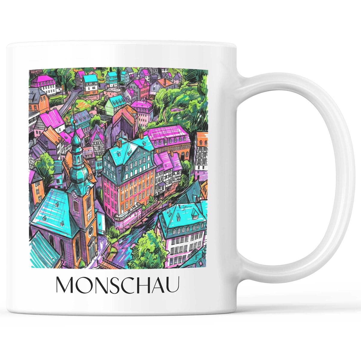 Monschau Kaffeebecher - Rureifel - Deutschland Becher - Kaffeetasse im Tag Graffiti Stil - favplace