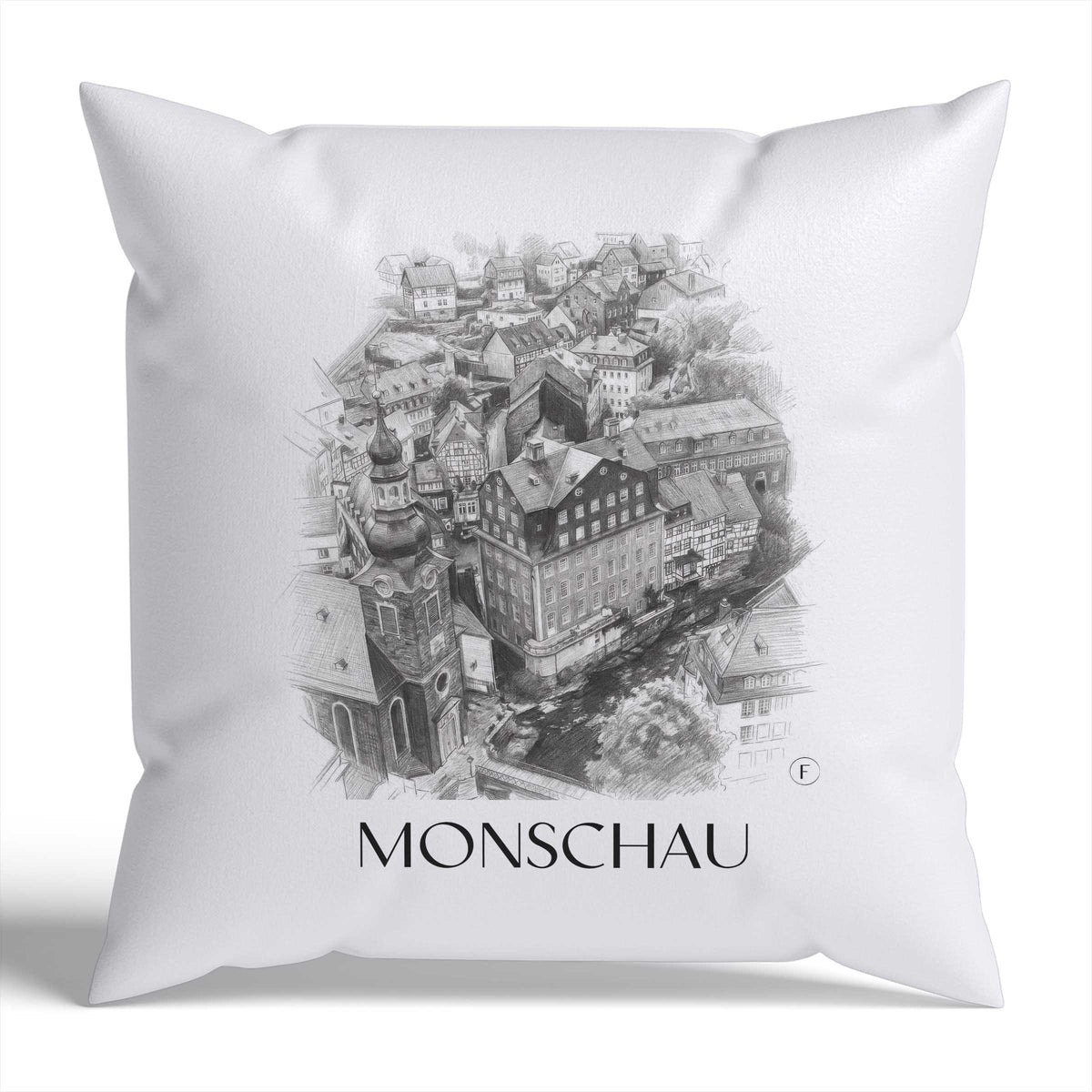 Monschau Kissenhülle - Zierkissen Bezug - Rureifel - Deutschland Kissen bzw. Kissenbezug im Zeichnung Stil - favplace