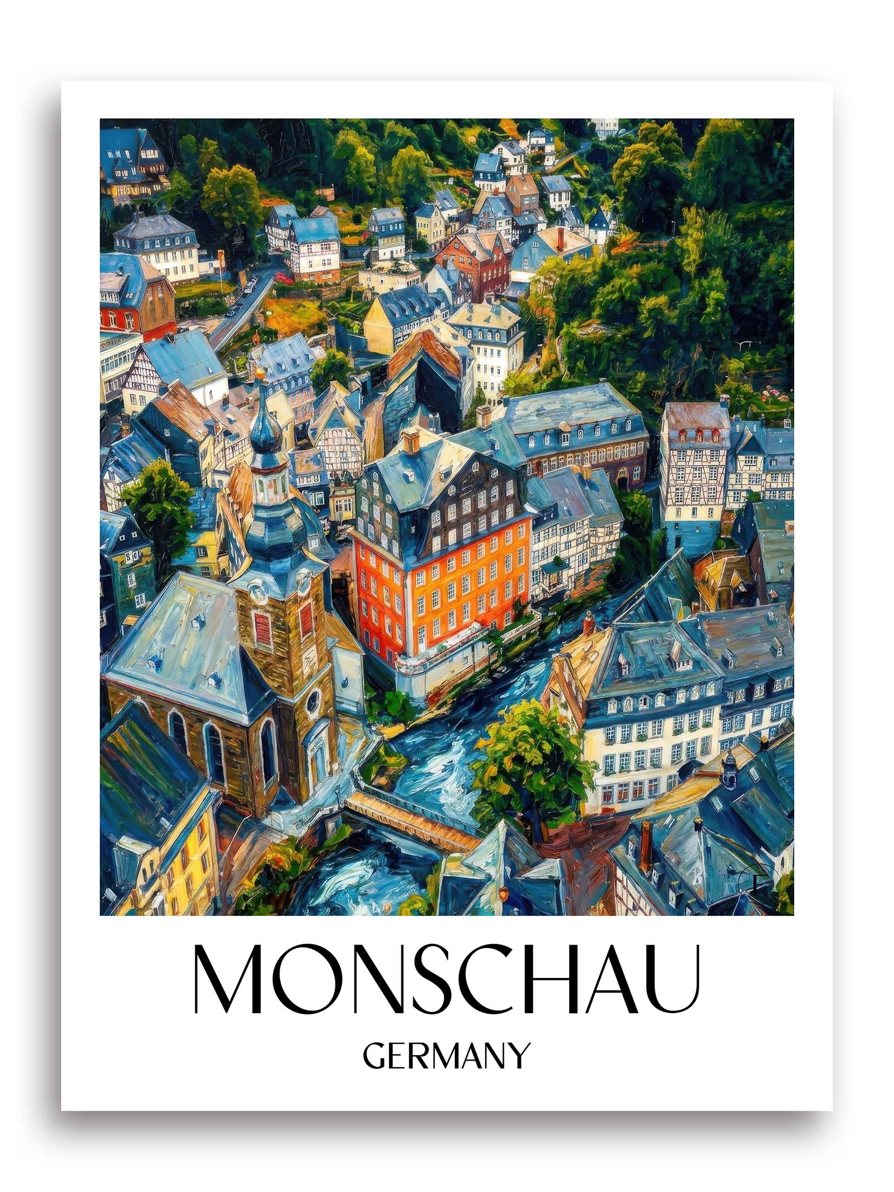 Monschau Poster - Rureifel - Deutschland Kunstdruck - Ölgemälde von A4 bis A1 - favplace