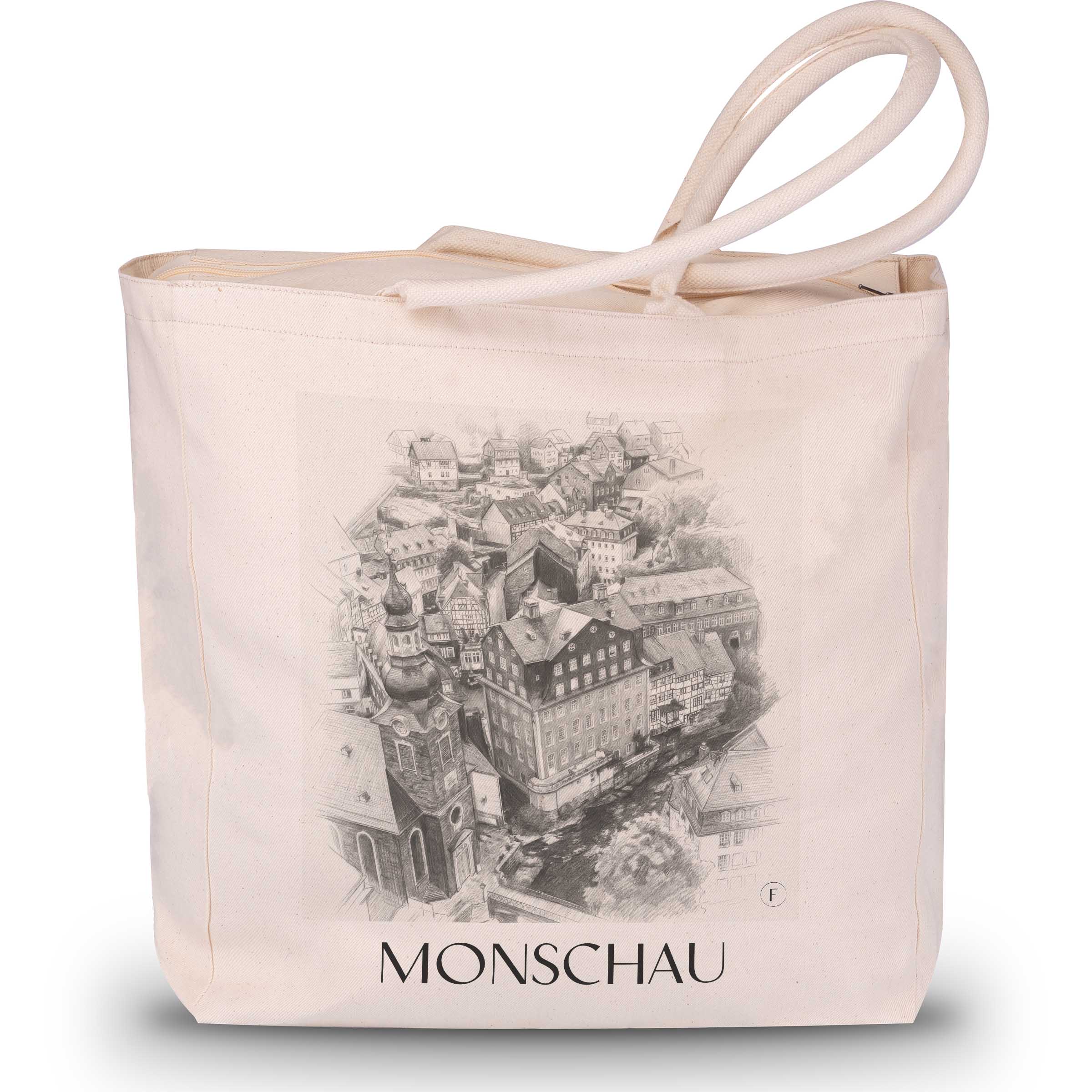 Monschau Shopping Tasche - Rureifel - Deutschland Tote Bag - Einkaufstasche im Zeichnung Stil