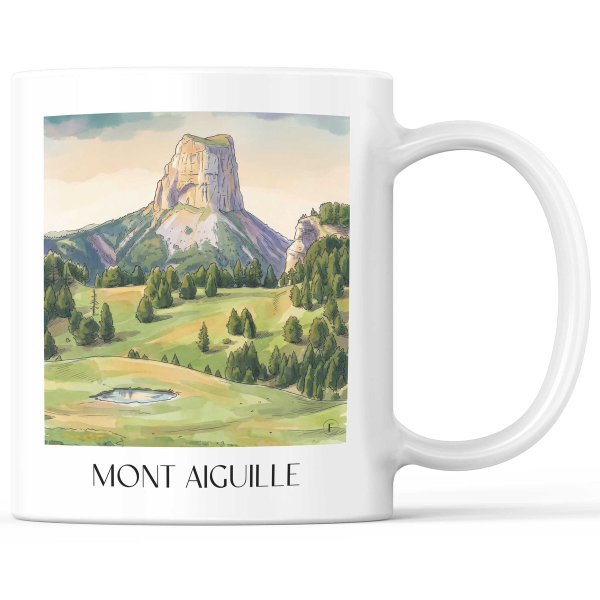 Mont Aiguille Kaffeebecher - Vercors - Frankreich Becher - Kaffeetasse im Aquarell Stil - favplace