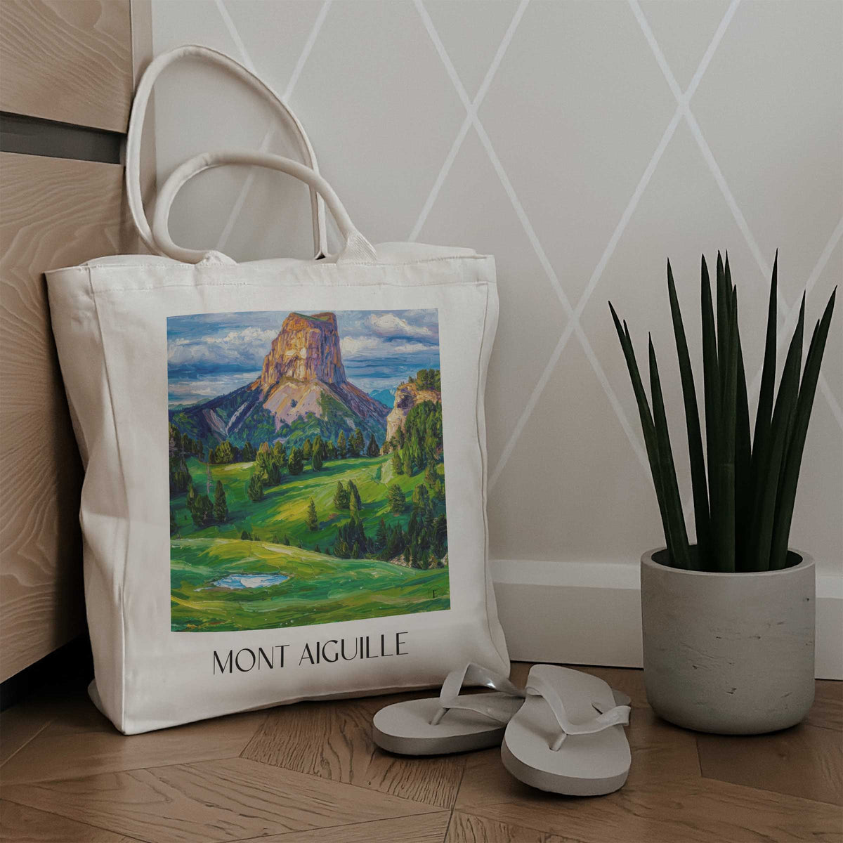 mont-aiguille-vercors-frankreich-einkaufstasche-oil-painting-oelgemaelde