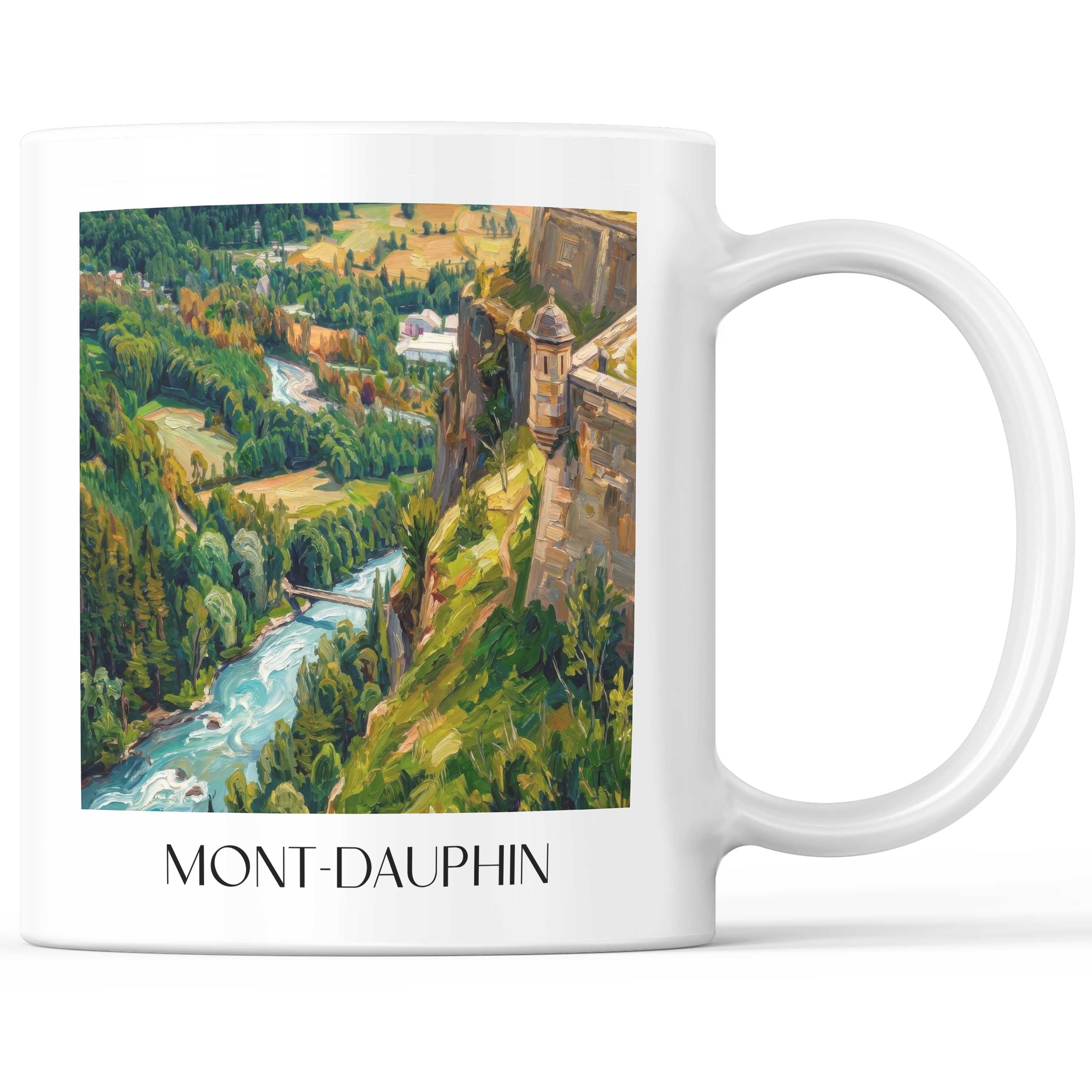 Mont-Dauphin Kaffeebecher - Guillestre - Frankreich Becher - Kaffeetasse im Ölgemälde Stil - favplace