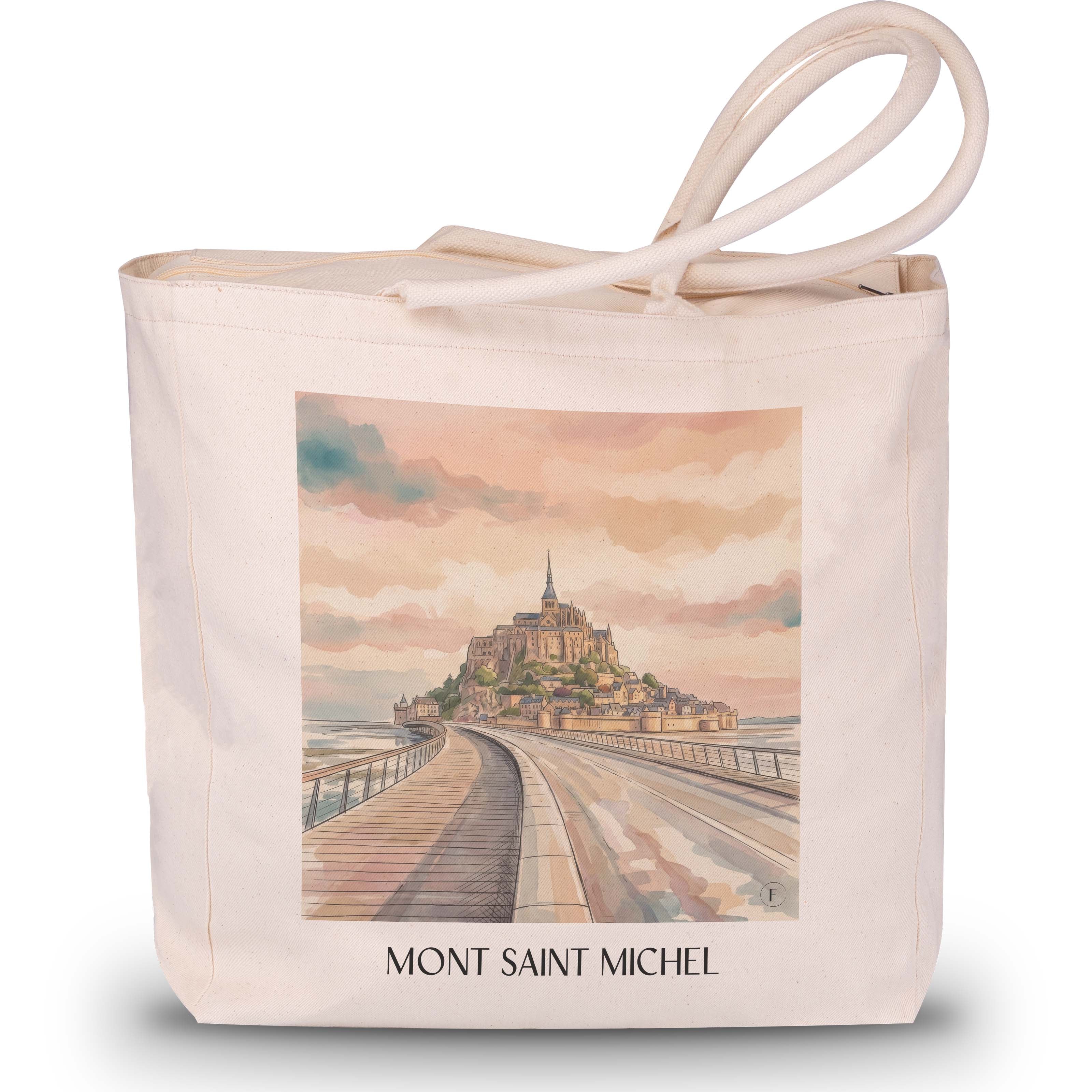 Mont Saint Michel - Frankreich Tote Bag - Einkaufstasche im Aquarell Stil - favplace