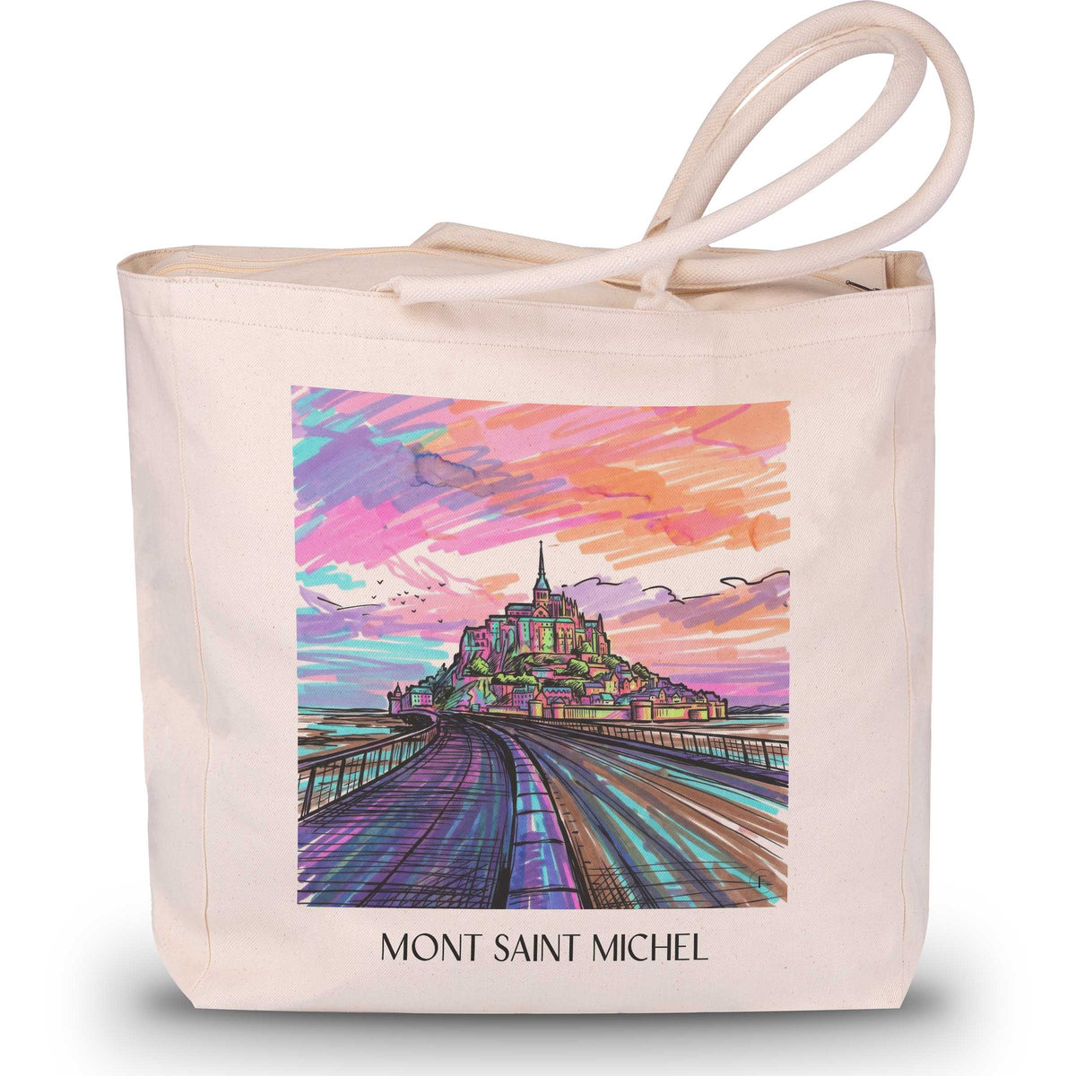 Mont Saint Michel - Frankreich Tote Bag - Einkaufstasche im Tag Graffiti Stil - favplace
