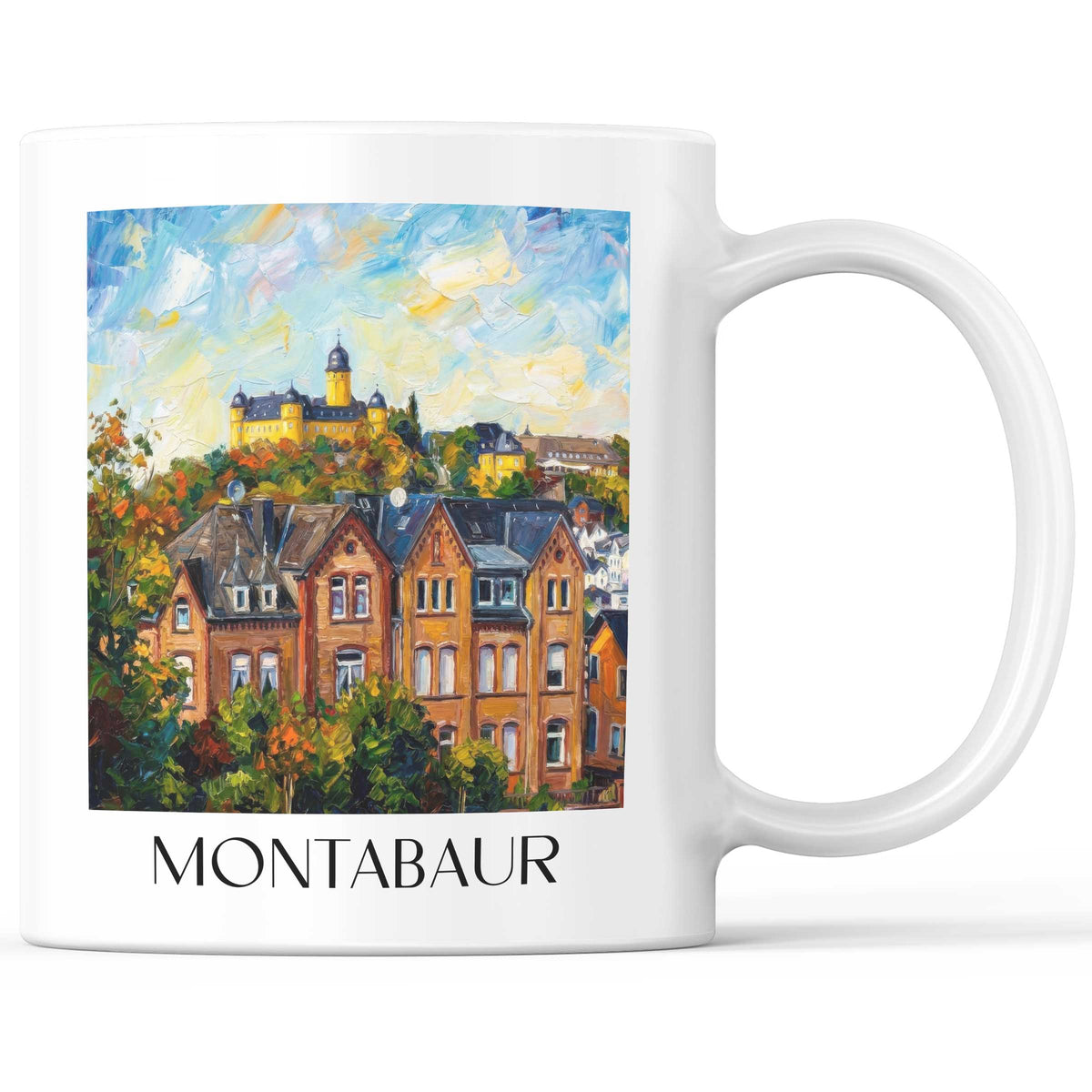 Montabaur Kaffeebecher - Westerwald - Deutschland Becher - Kaffeetasse im Ölgemälde Stil - favplace
