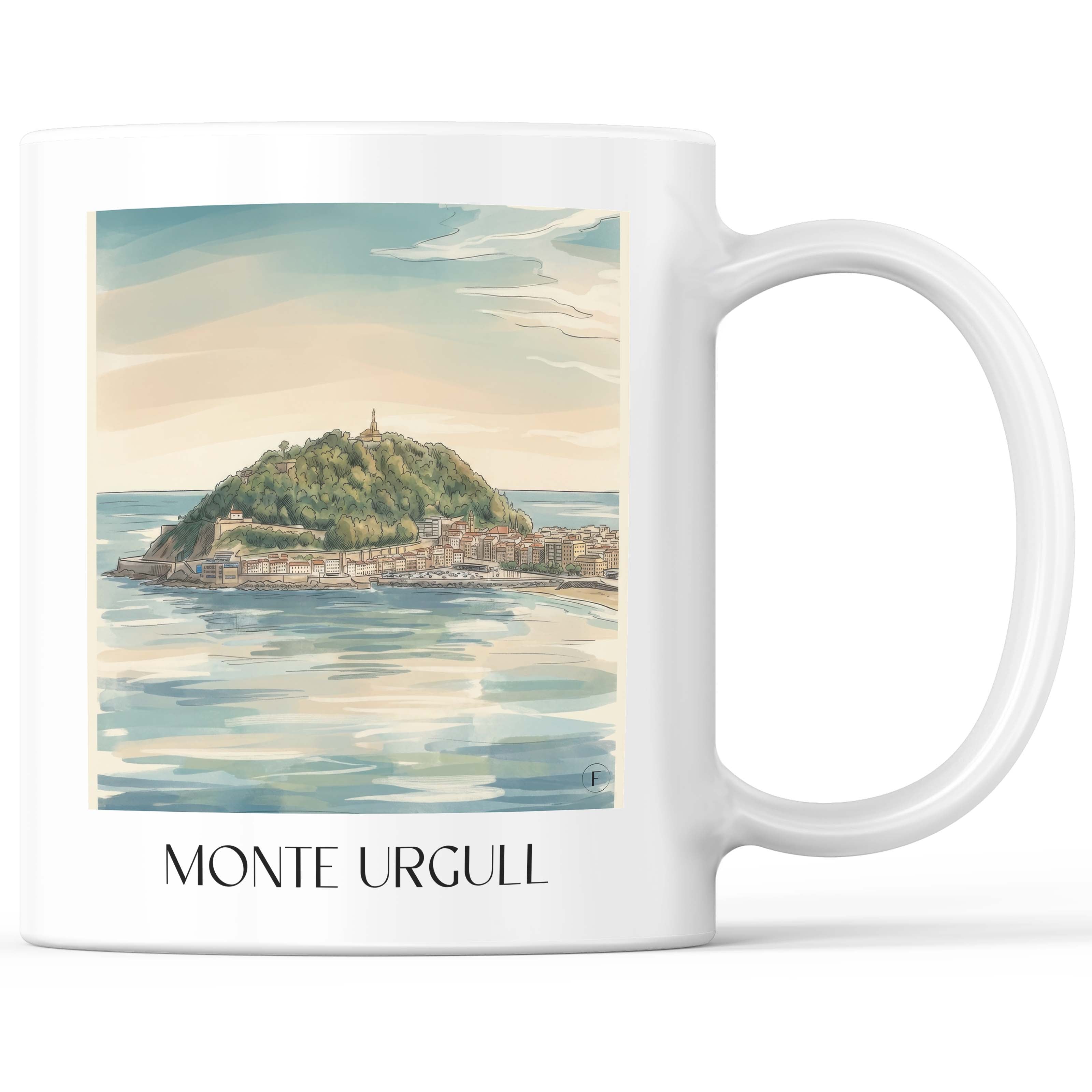 Monte Urgull Kaffeebecher - San Sebastián - Spanien Becher - Kaffeetasse im Aquarell Stil - favplace