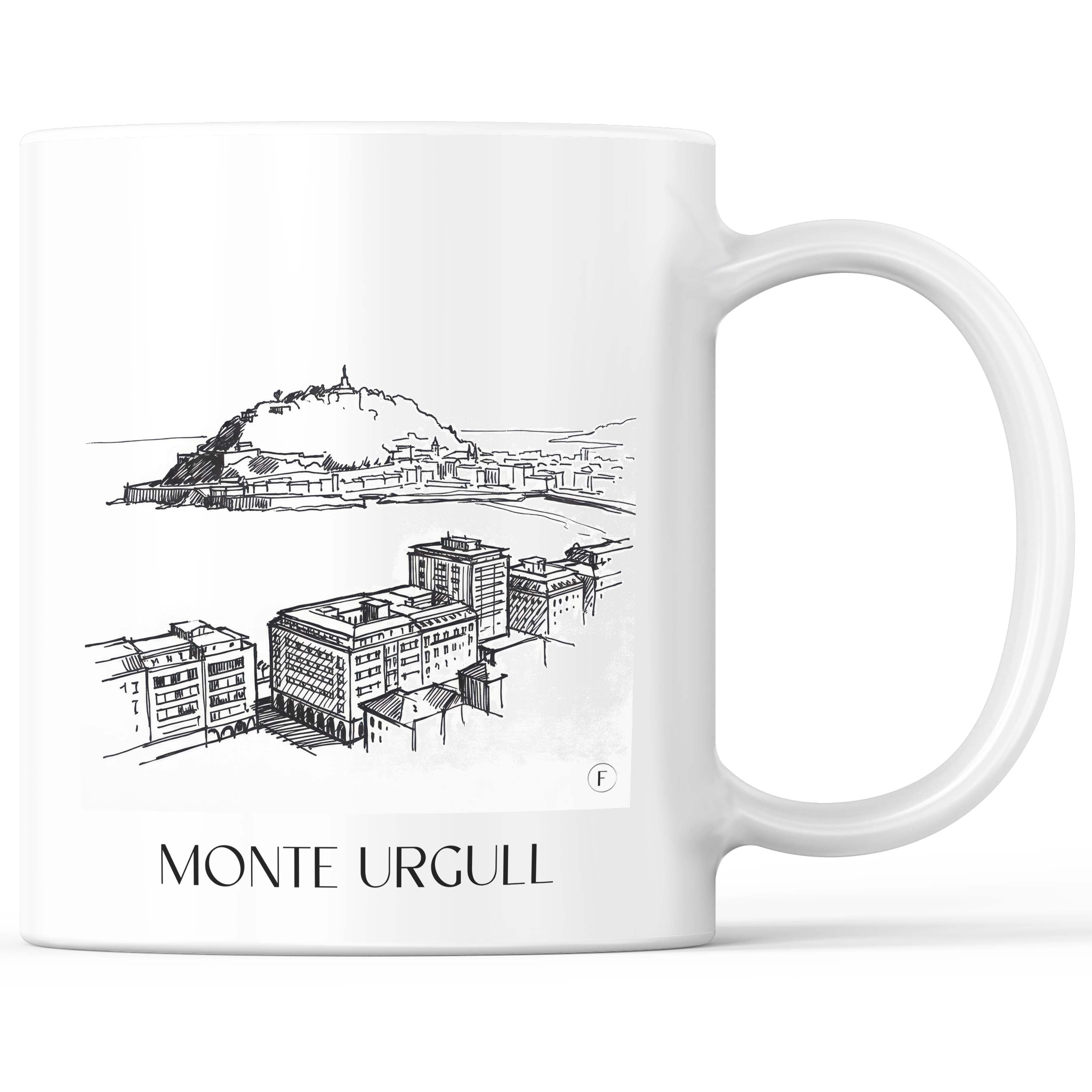 Monte Urgull Kaffeebecher - San Sebastián - Spanien Becher - Kaffeetasse im Skizze Stil - favplace