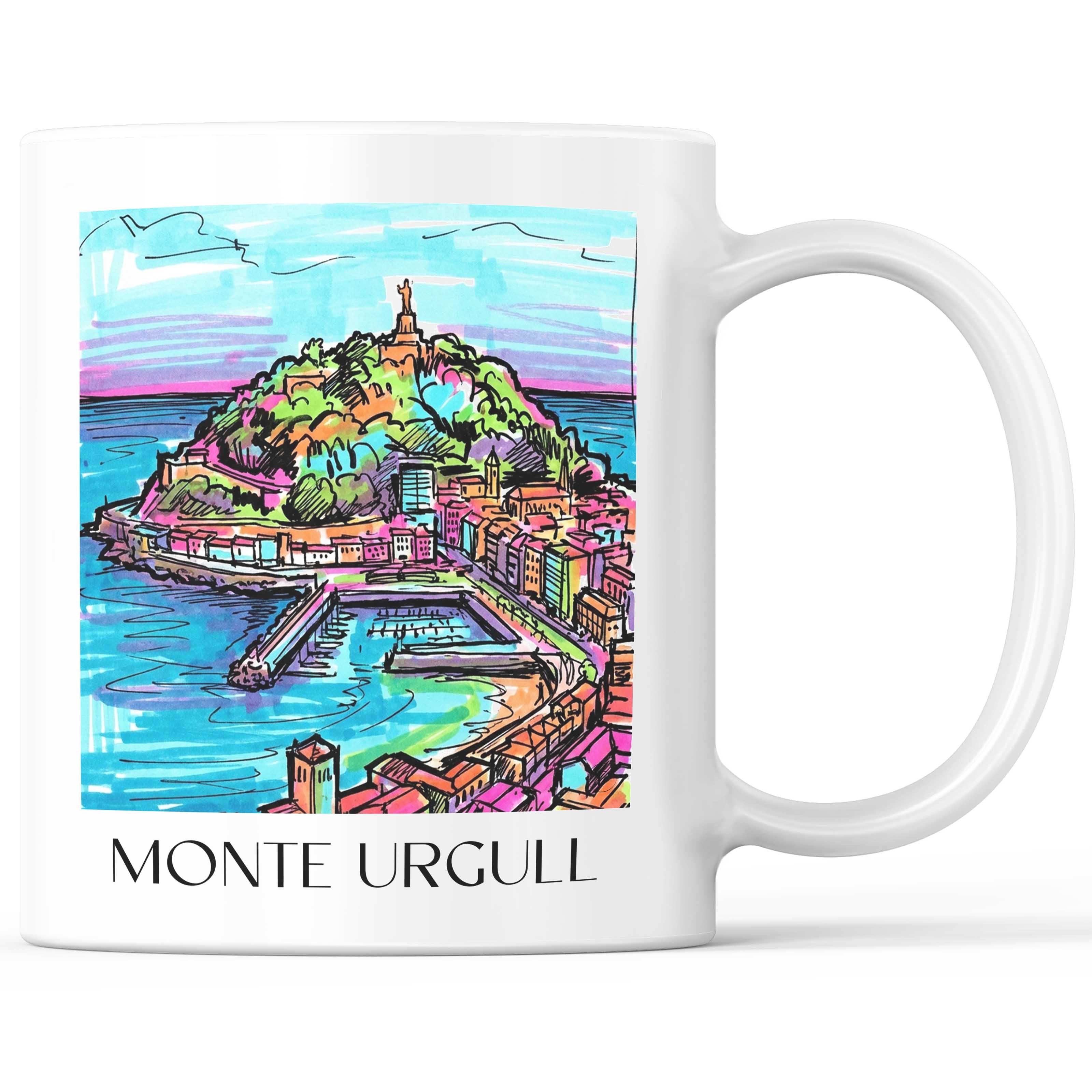 Monte Urgull Kaffeebecher - San Sebastián - Spanien Becher - Kaffeetasse im Tag Graffiti Stil - favplace