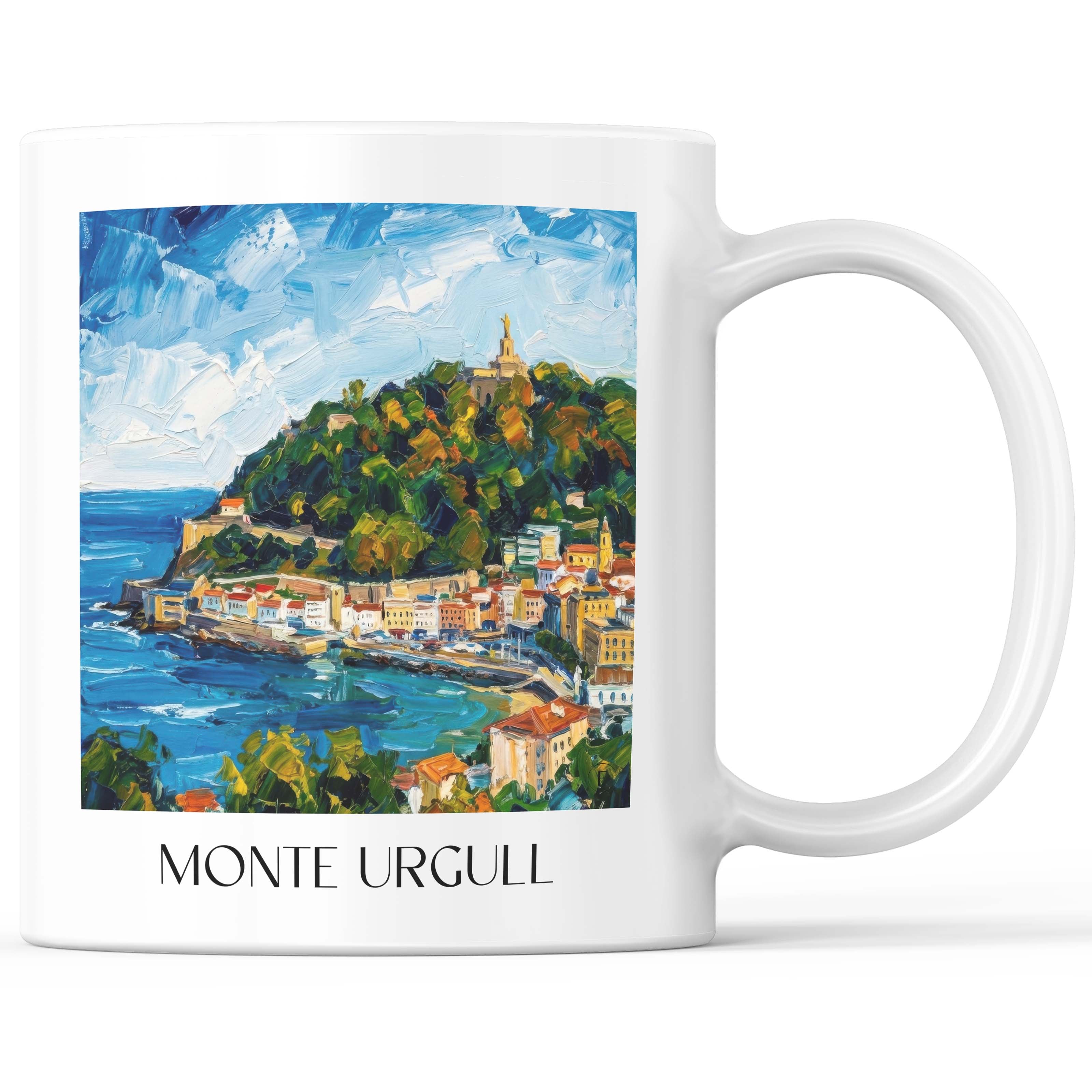 Monte Urgull Kaffeebecher - San Sebastián - Spanien Becher - Kaffeetasse im Ölgemälde Stil - favplace