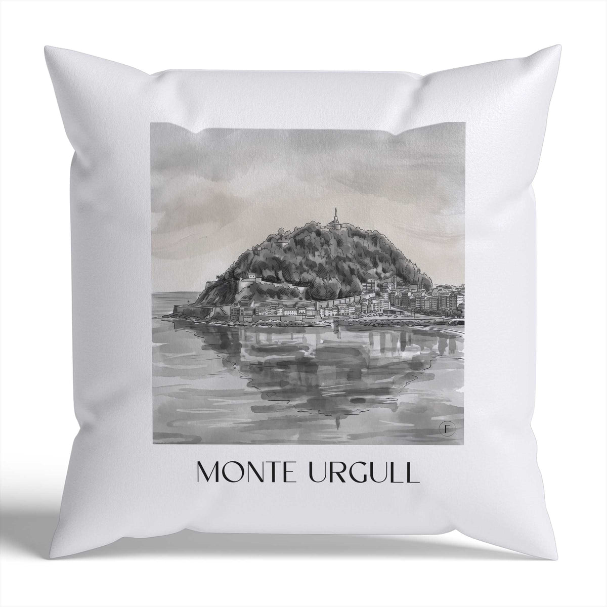 monte-urgull-san-sebastián-spanien-kissenbezug-aquarell-schwarz-weiss