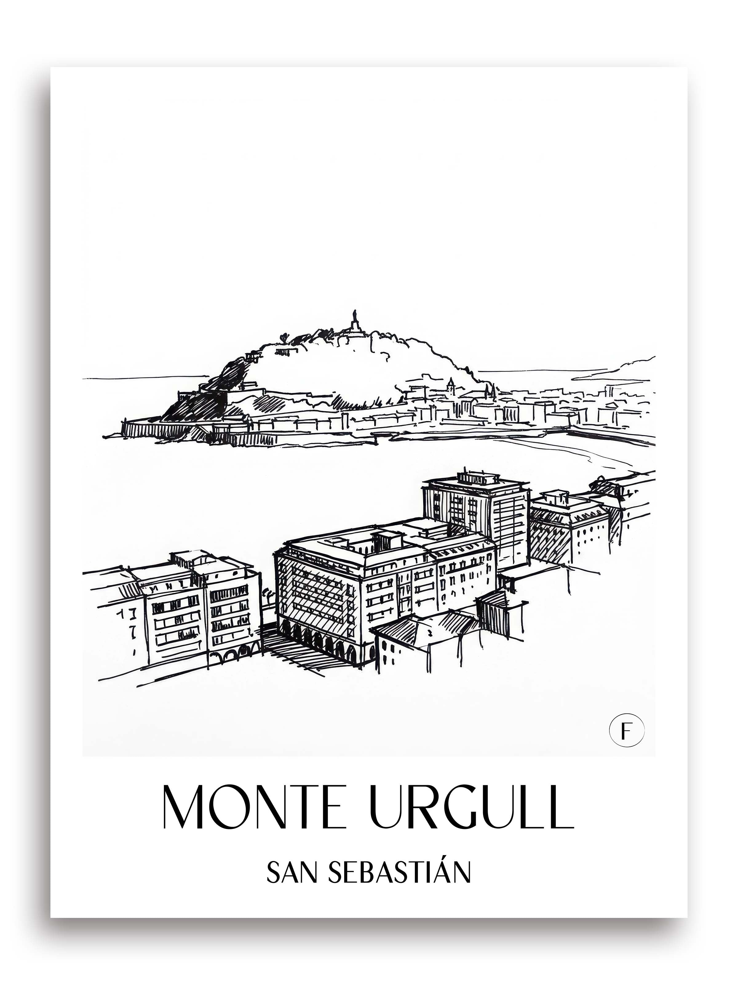 Monte Urgull Poster - San Sebastián - Spanien Kunstdruck - Skizze von A4 bis A1 - favplace