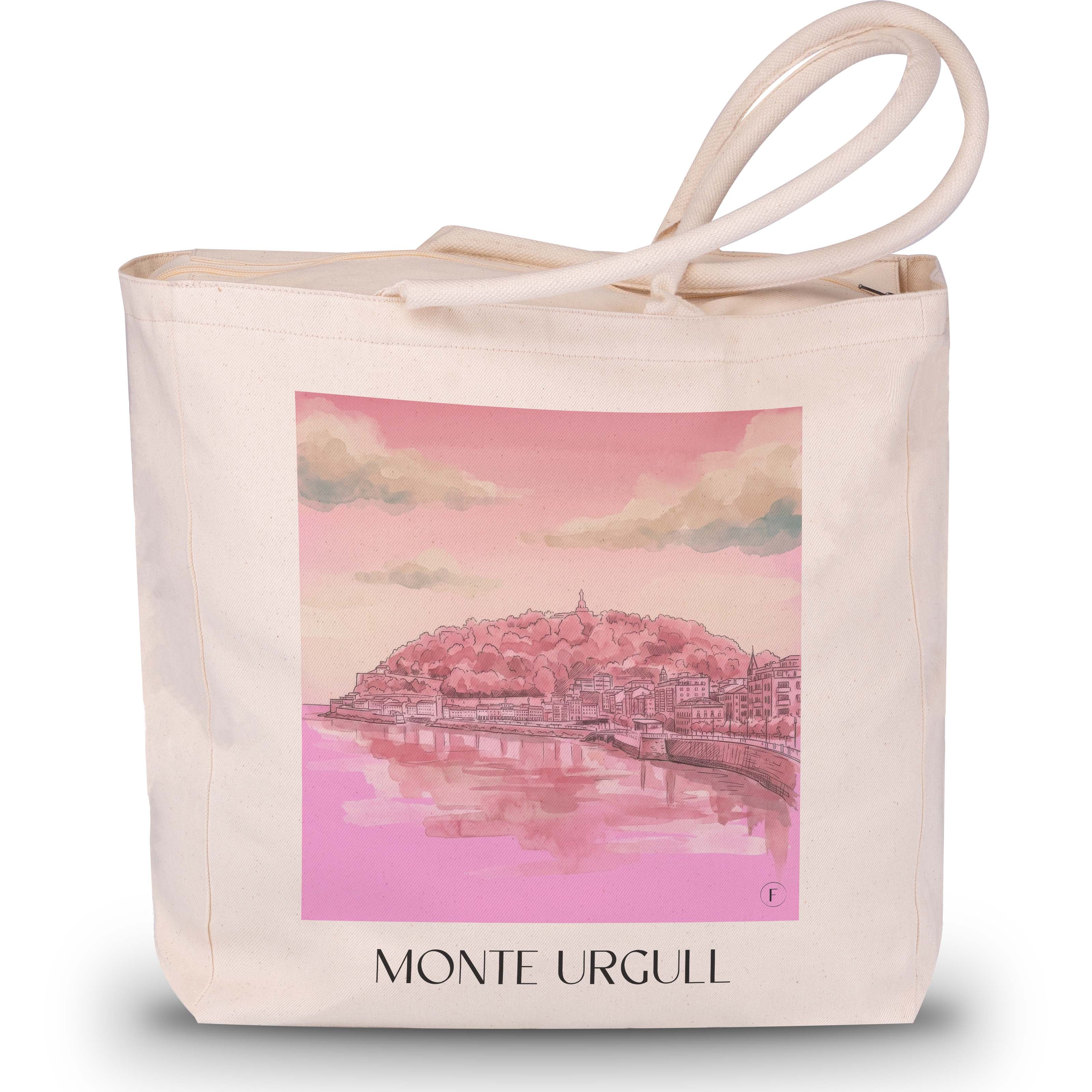 monte-urgull-san-sebastián-spanien-einkaufstasche-aquarell-pink-rosa