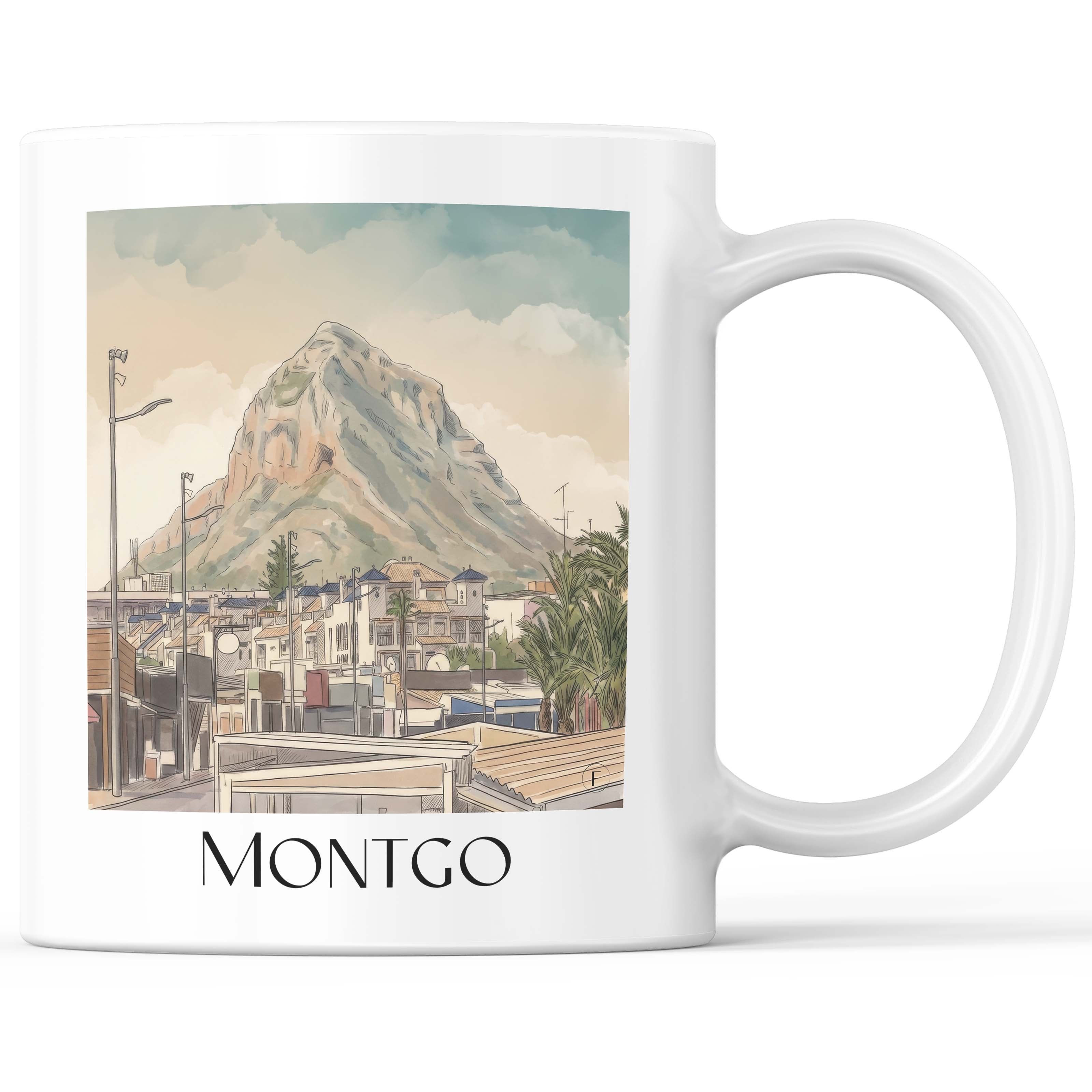 Montgó Kaffeebecher - Dénia - Spanien Becher - Kaffeetasse im Aquarell Stil - favplace