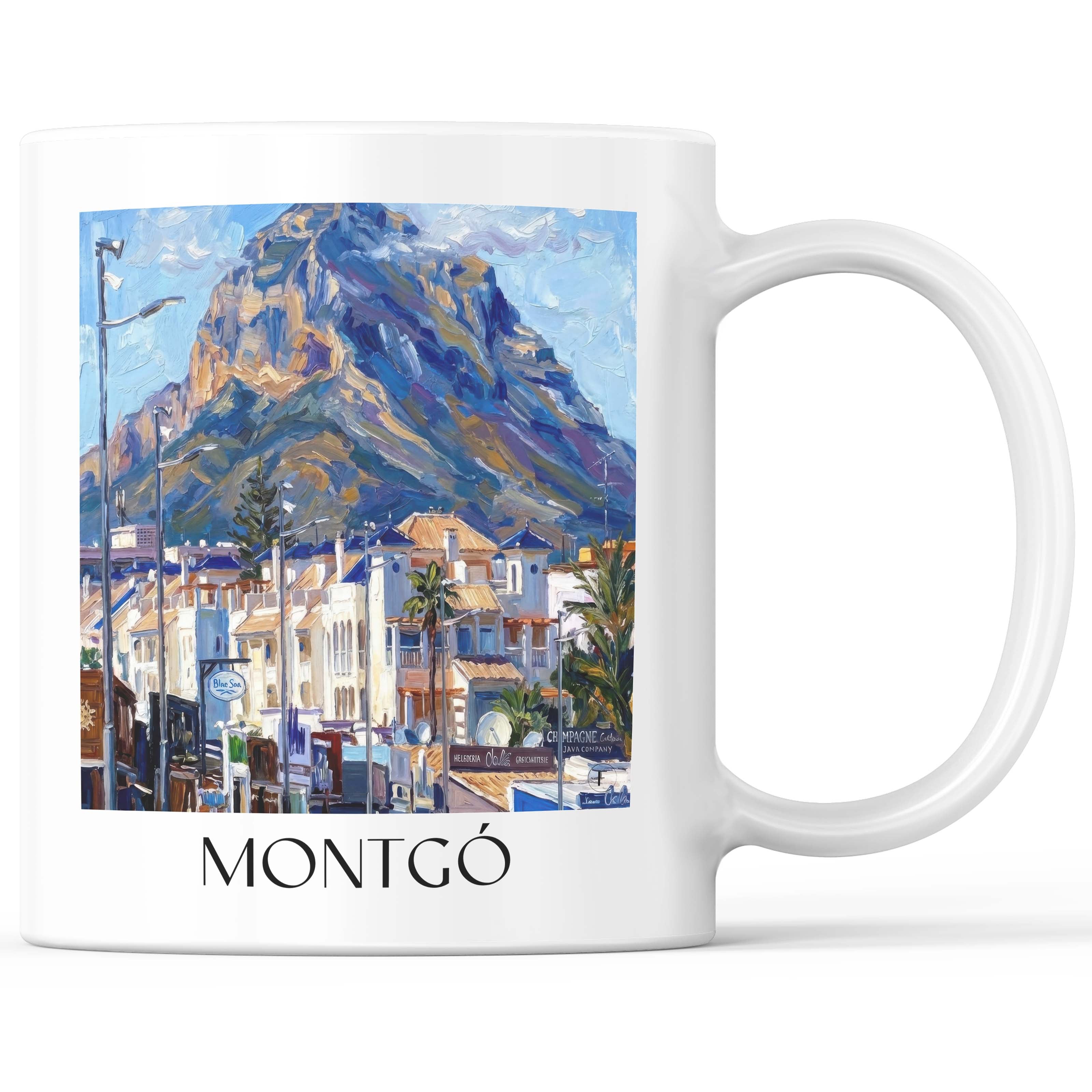 Montgó Kaffeebecher - Dénia - Spanien Becher - Kaffeetasse im Ölgemälde Stil - favplace