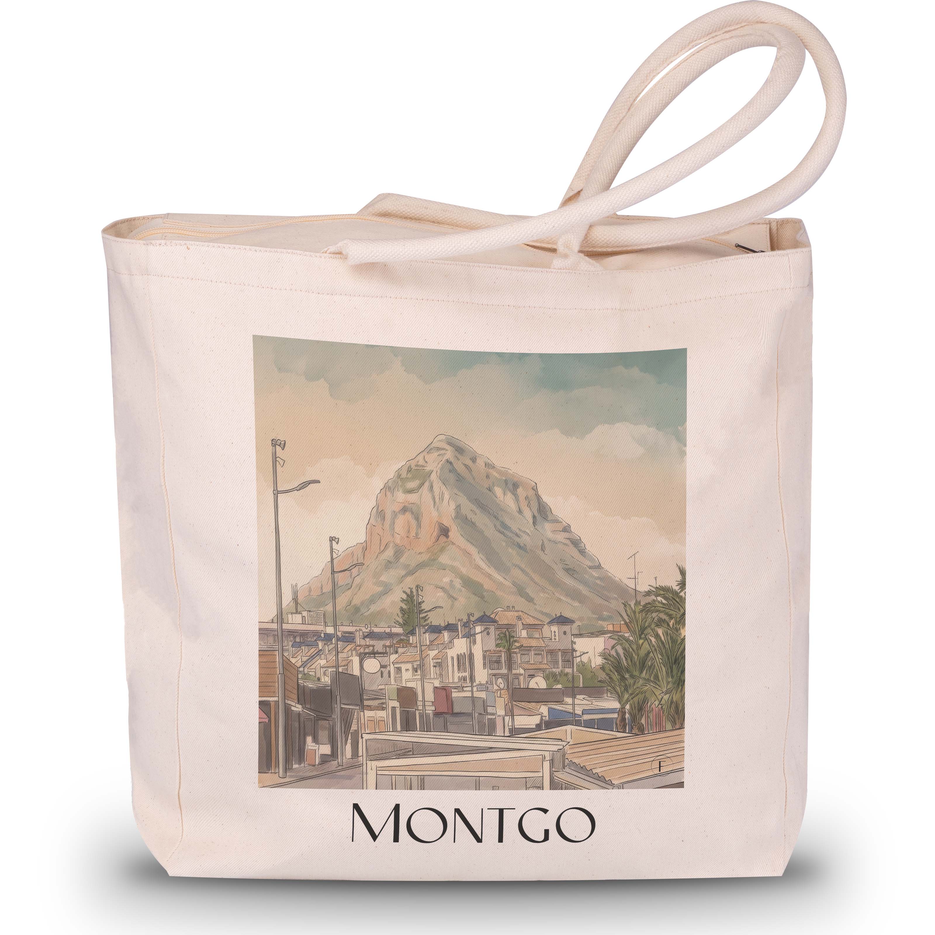 Montgó Shopping Tasche - Dénia - Spanien Tote Bag - Einkaufstasche im Aquarell Stil - favplace