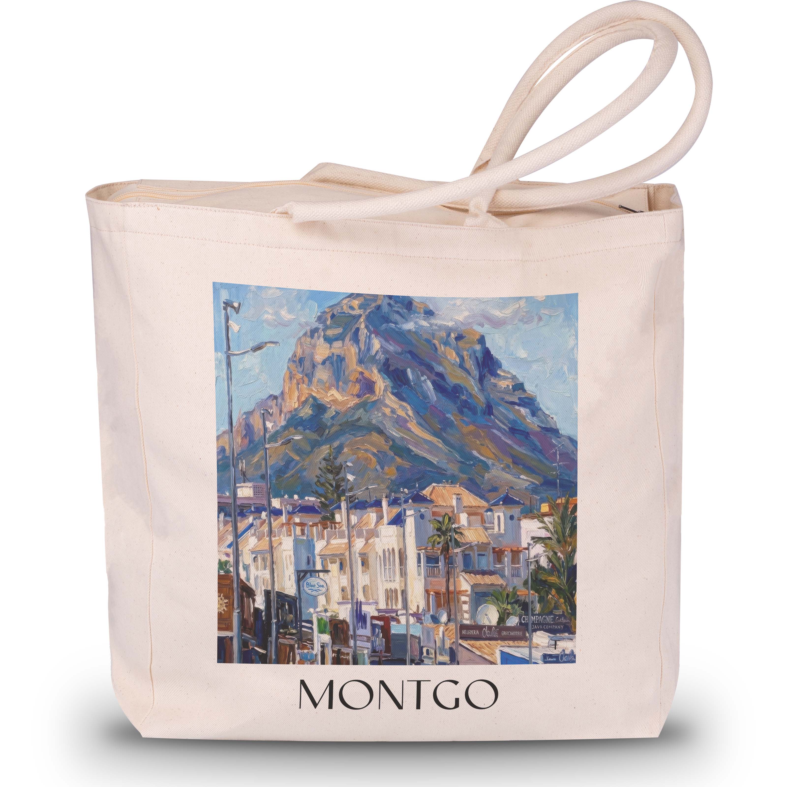 Montgó Shopping Tasche - Dénia - Spanien Tote Bag - Einkaufstasche im Ölgemälde Stil - favplace