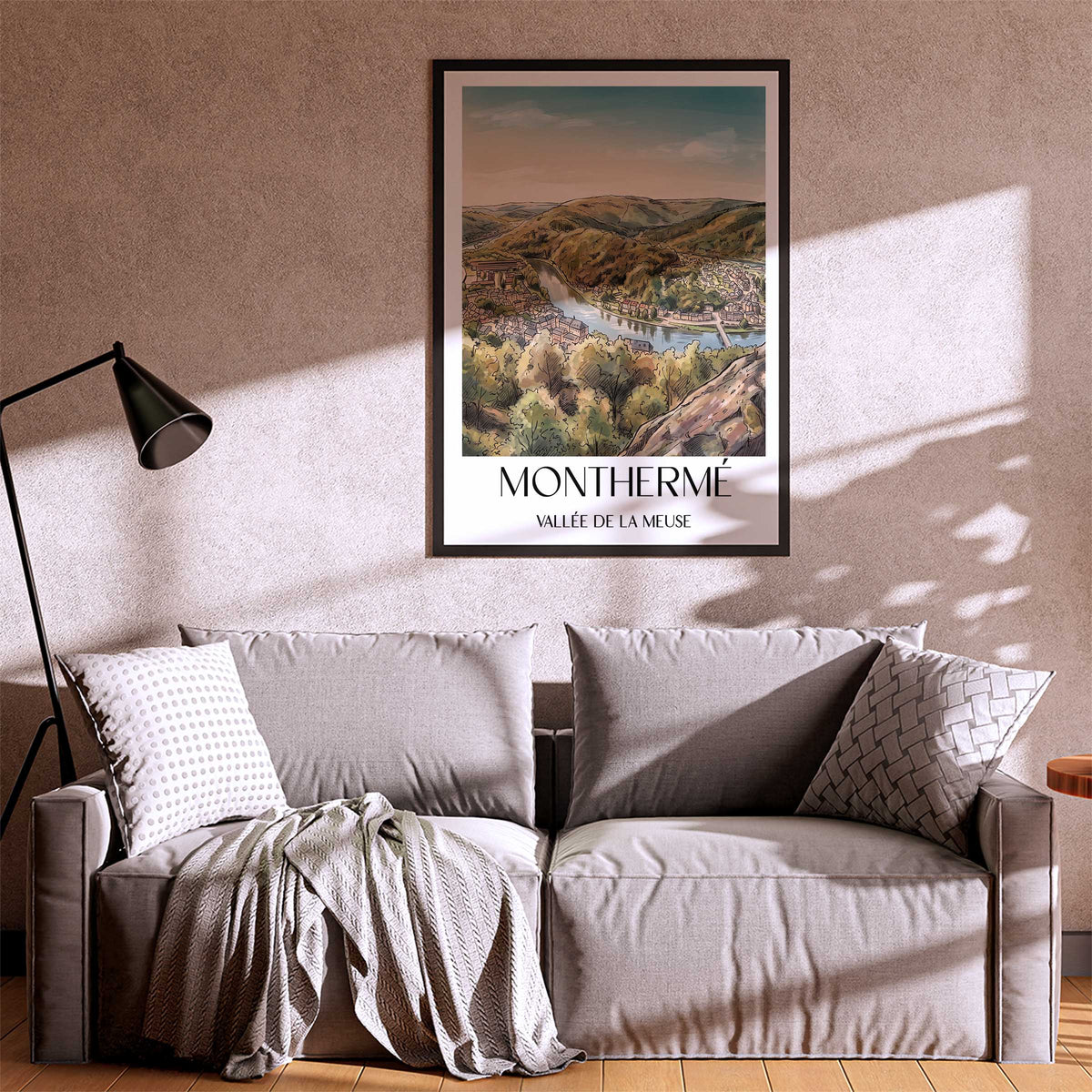 monthermé-vallée-de-la-meuse-frankreich-poster-aquarell