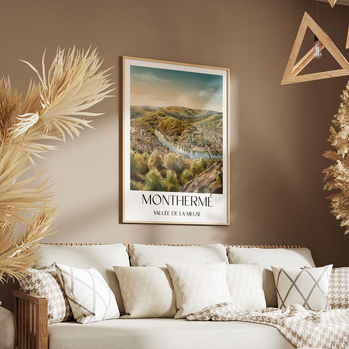 monthermé-vallée-de-la-meuse-frankreich-poster-aquarell