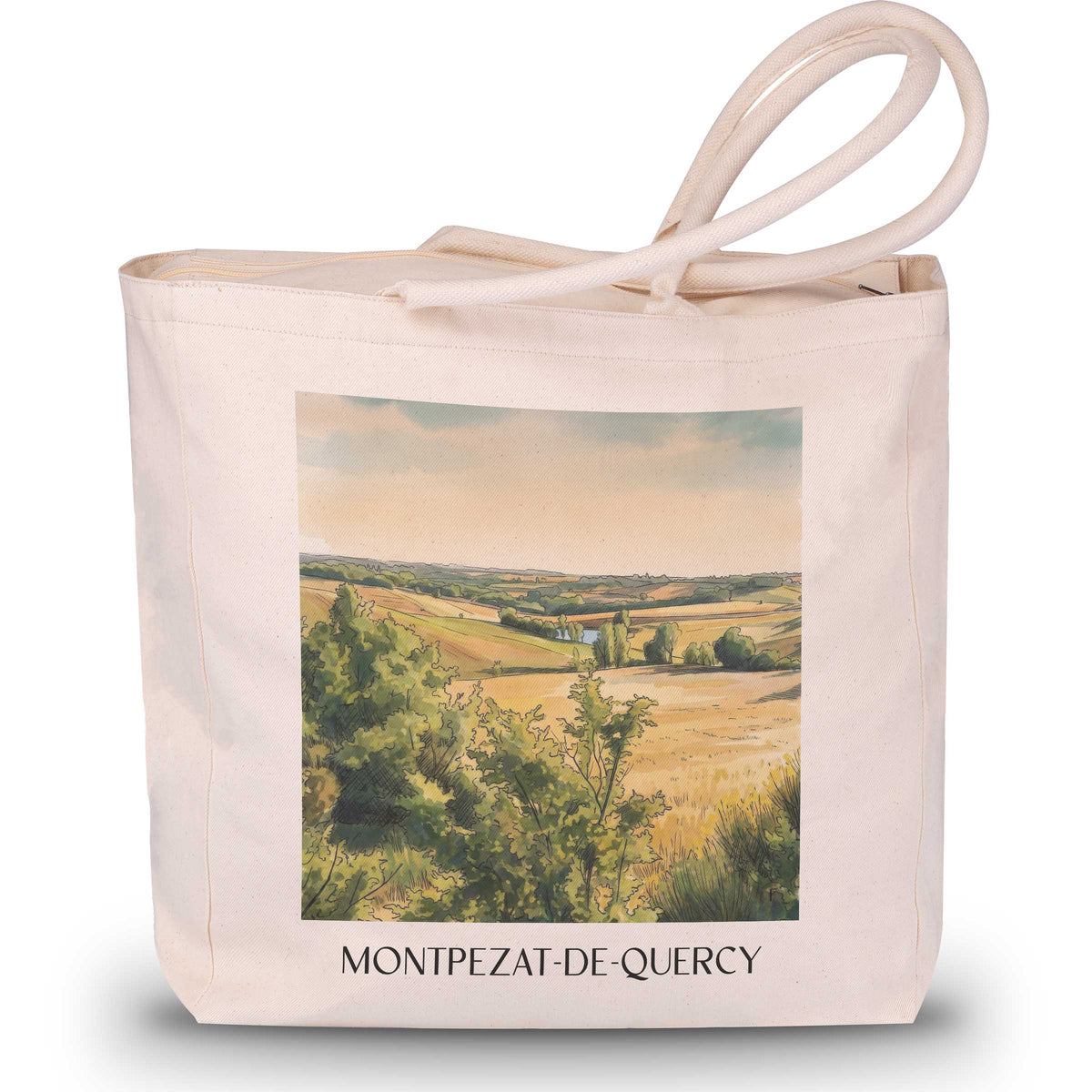 montpezat-de-quercy-okzitanien-frankreich-einkaufstasche-aquarell